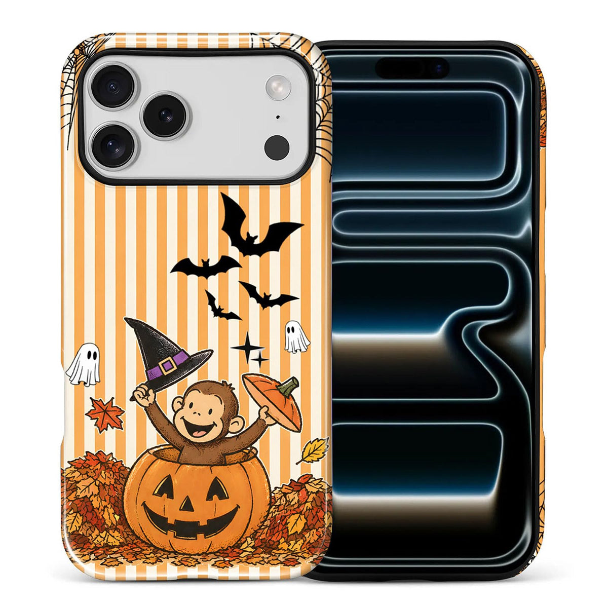 for iPhone 15 Pro Case,Hybrid 2-Layer Hard Shell + Silicone Protective Case -Resistant Shockproof- A Naughty Cat with Blue Stripes Eating Fish