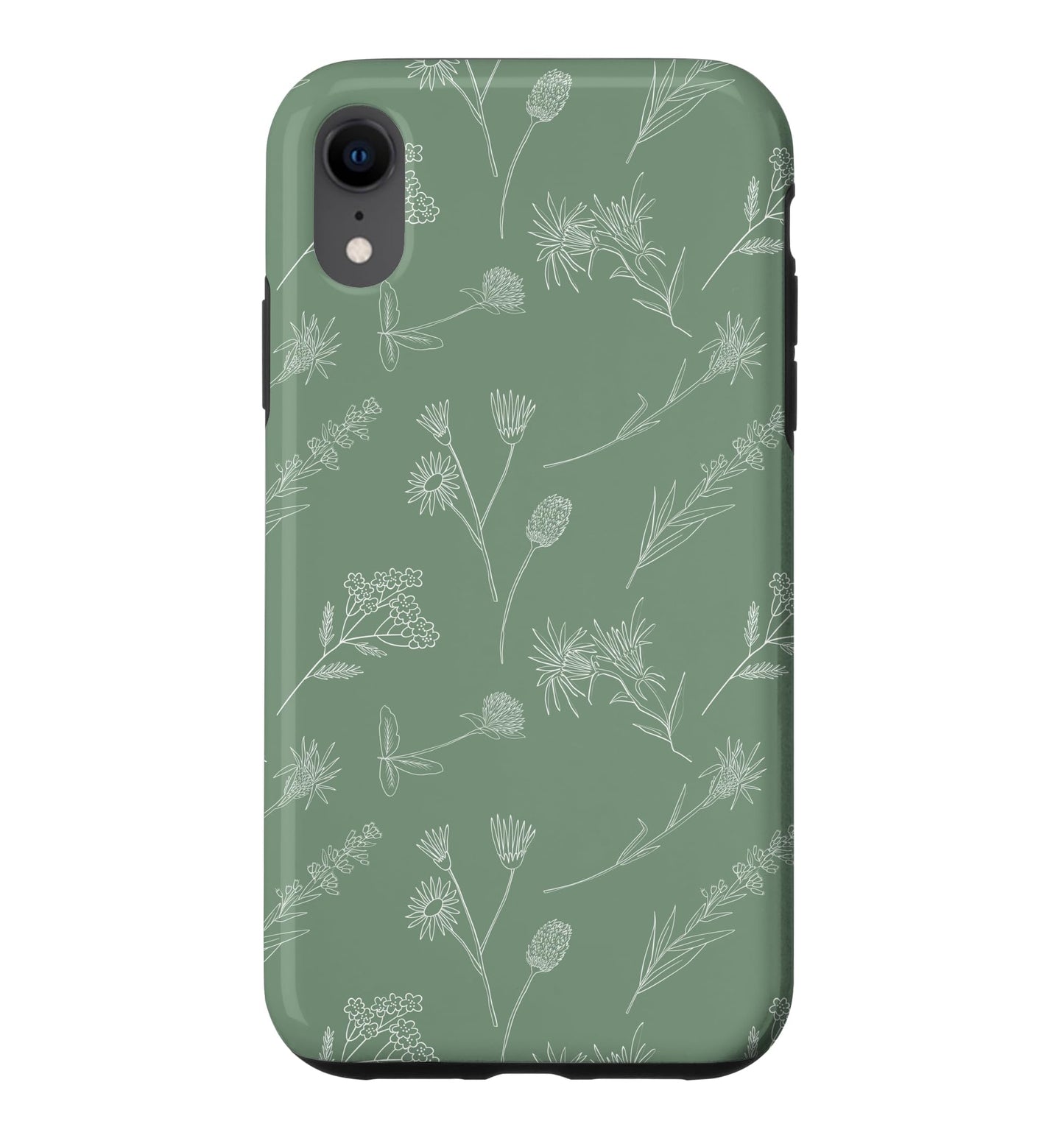 Leaves Botanical Plant Line Art Sage green Wildflower Floral Case for iPhone 16 Pro Max