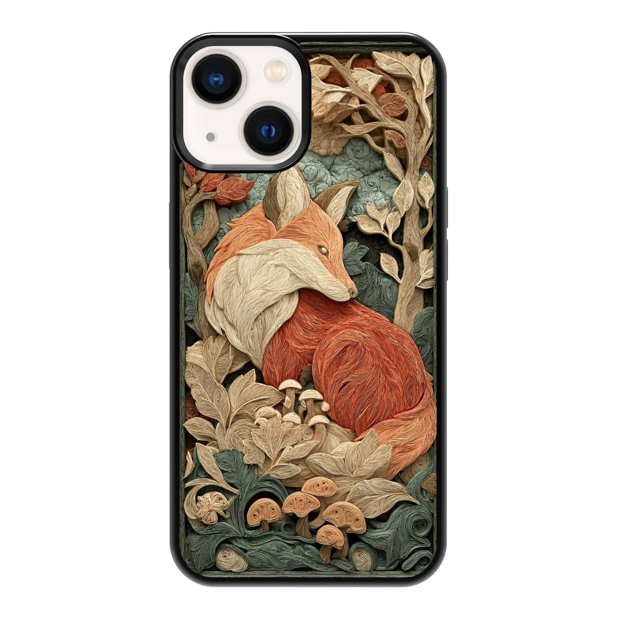 Dark Botanical Wildflower Forest Green Leaf White Blossom Nature Art Phone Case, Shockproof Protective Cover for iPhone 11 12 13 14 15 16 17 Pro Max Plus Mini XR 7 8 SE
