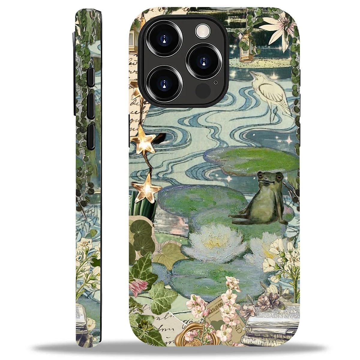 Case for iPhone 16 Pro Max,Aesthetic Frog Pond Splice Exquisitely Pattern Double Protective Phone Cover Cases Soft Silicone for iPhone 16 Pro Max