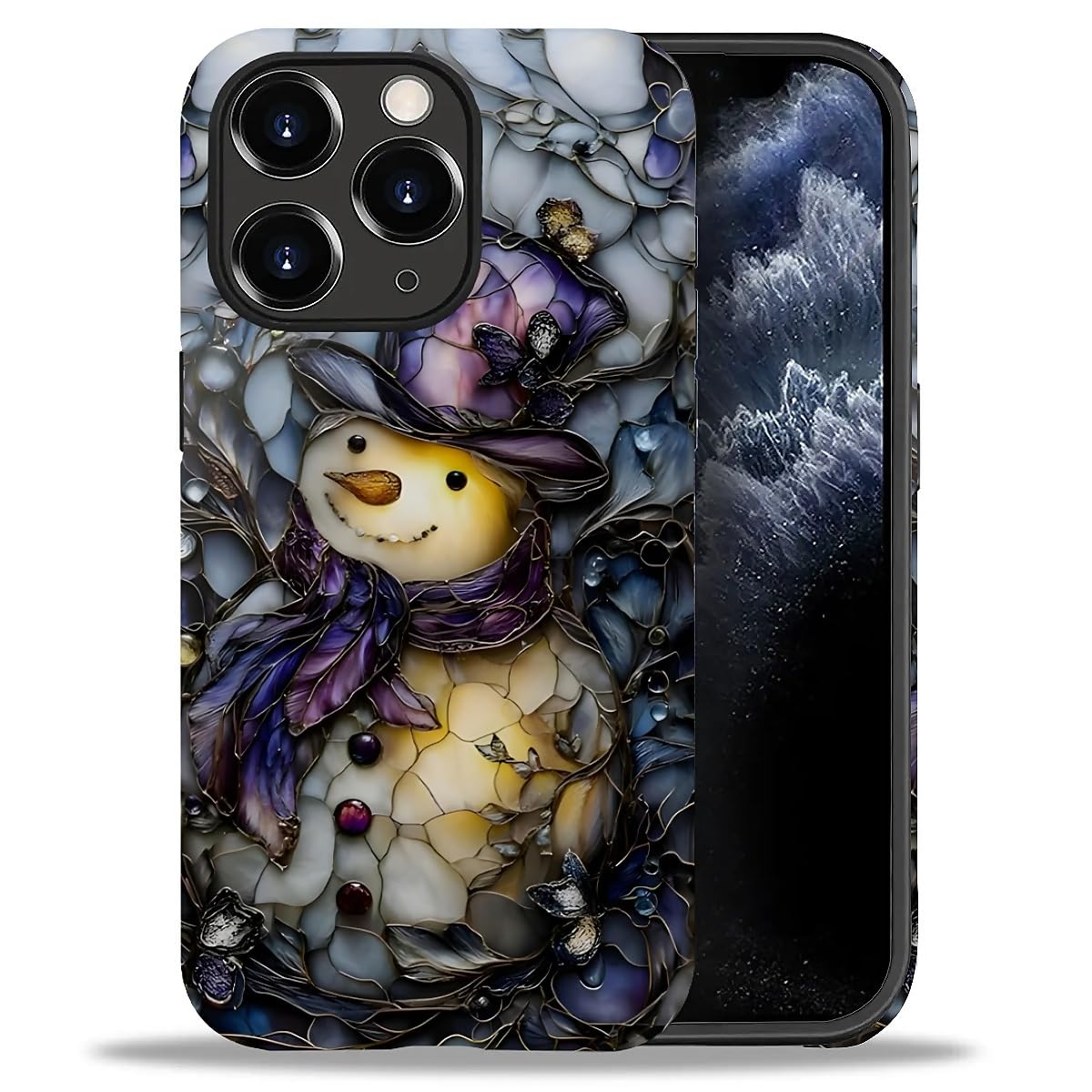 Case for iPhone 17,Drop Protection Hybrid 2-Layer Hard Phone Cover-Vintage Christmas Stamps Collage