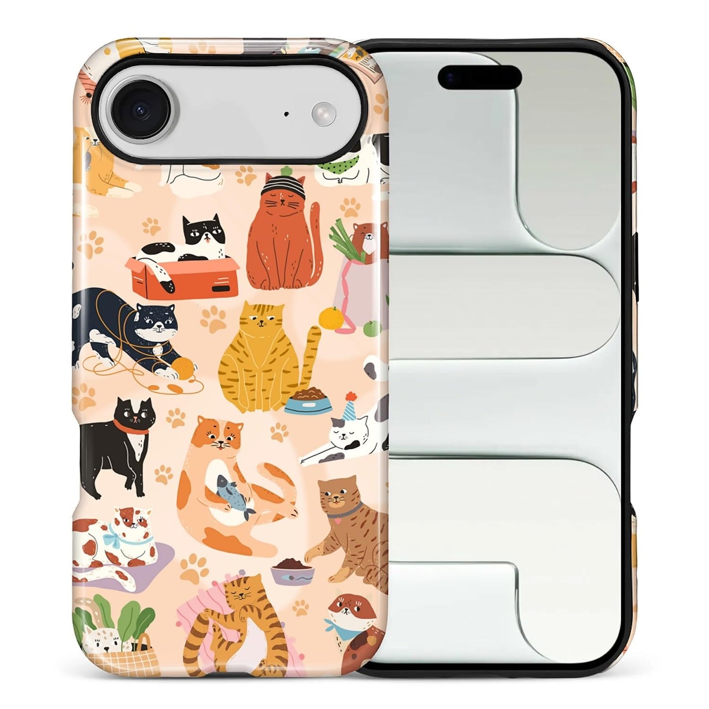 Case for iPhone 15, Shockproof Hybrid Protective Phone Case, Dual-Layer Drop Protection Anti-Scratch, Cozy Cats
