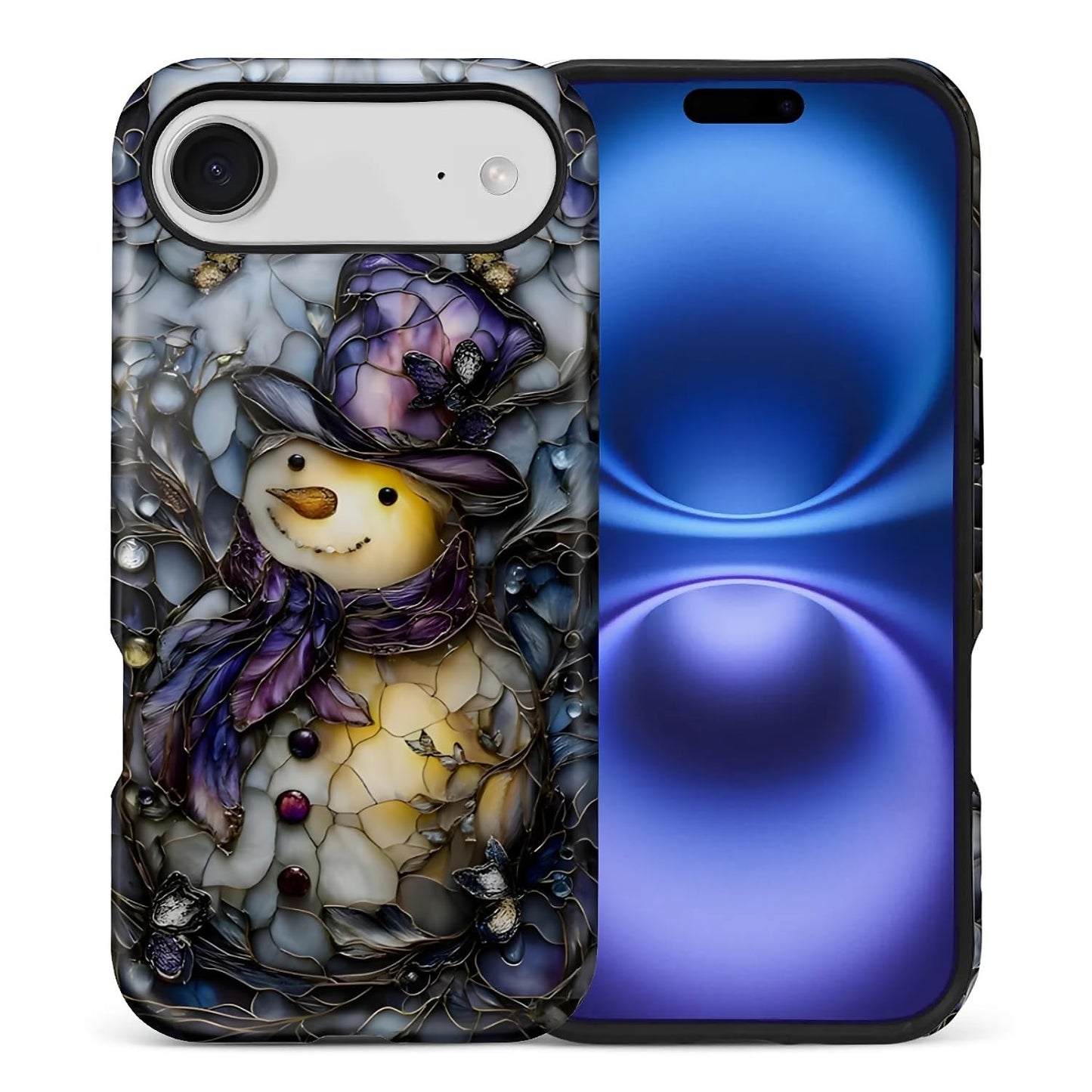 Case for iPhone 17,Drop Protection Hybrid 2-Layer Hard Phone Cover-Vintage Christmas Stamps Collage