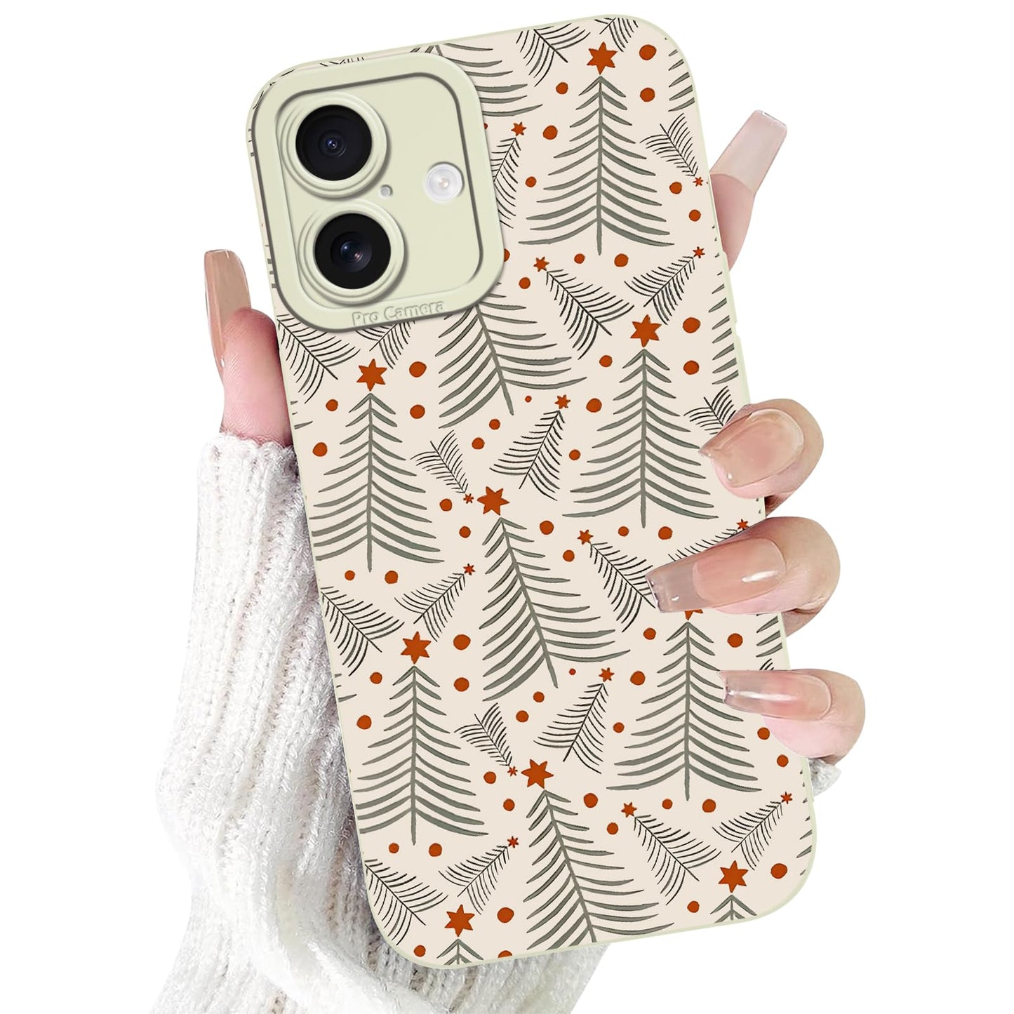 Merry Christmas Phone Case for iPhone 16 6.1，Cute Silicone Case with Xmas Tree Snowflakes, Elk Pattern，Soft Protective Shockproof Gifts for Girls Women Men Boys-Red White Snowflake