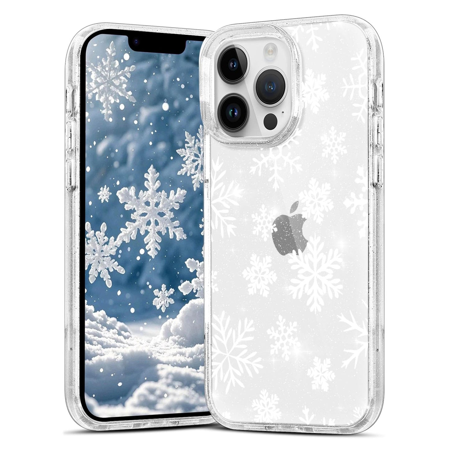 Christmas Phone Case for iPhone 13 6.1", Cute Glitter Christmas Tree Candy Snowflake Pattern, Preety Bling Sparkle Soft TPU Anti-Scratch Shockproof Protective Cover for Women Girls