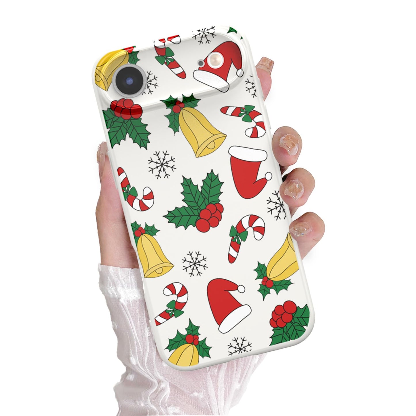 Christmas Case for iPhone 13 Case Cute Xmas Merry Christmas Tree Gingerbread Man Pattern Santa Holiday Aesthetic Gifts Girly Girls Women Kids Soft TPU Protective Cover, Beige