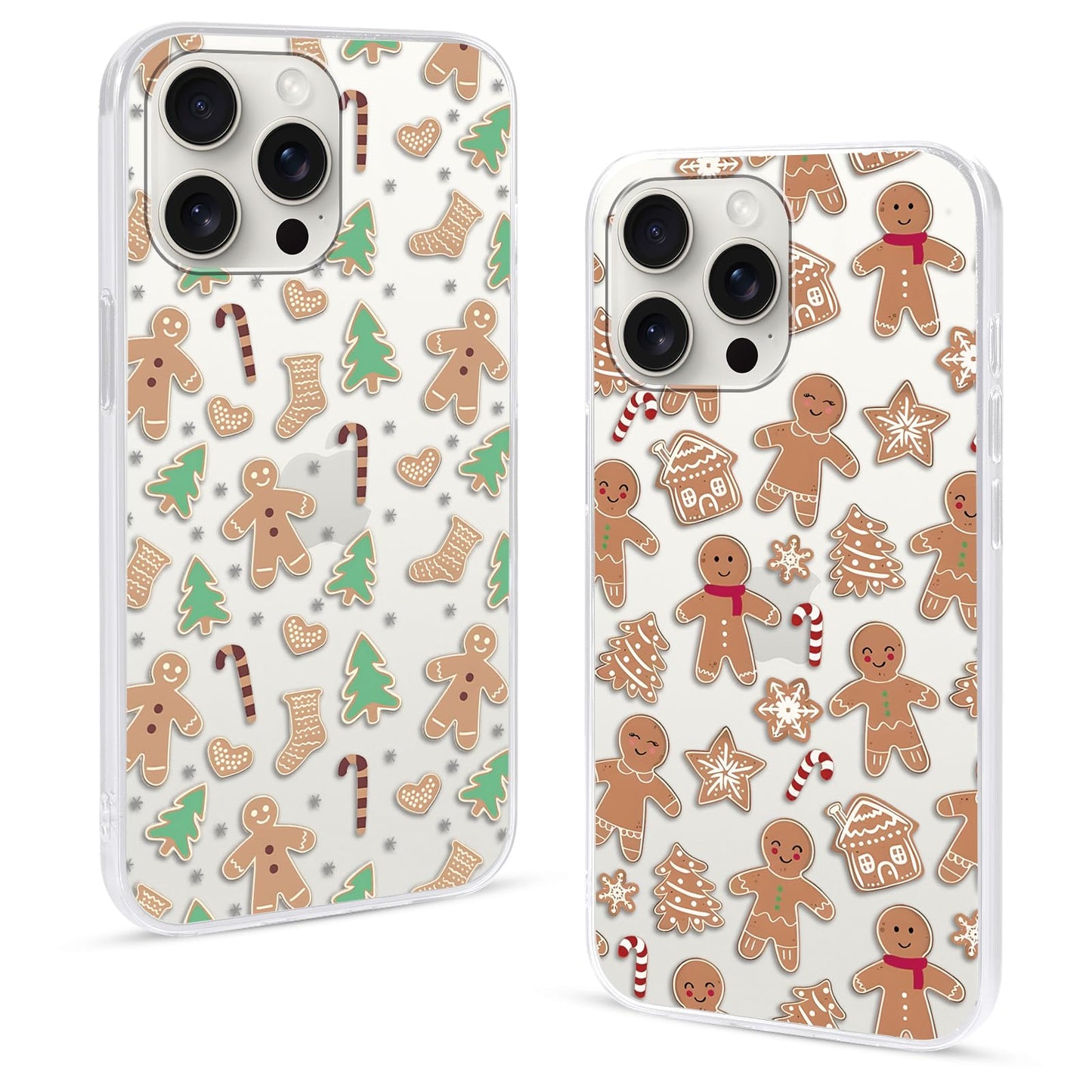 2 Pack Christmas Phone Case for iPhone 16 6.1'', Cute Christmas Tree Pattern Gifts Case with Gingerbread Canes Design Soft TPU Anti-Fall Protective Slim Shockproof Cover for Girl Women Men