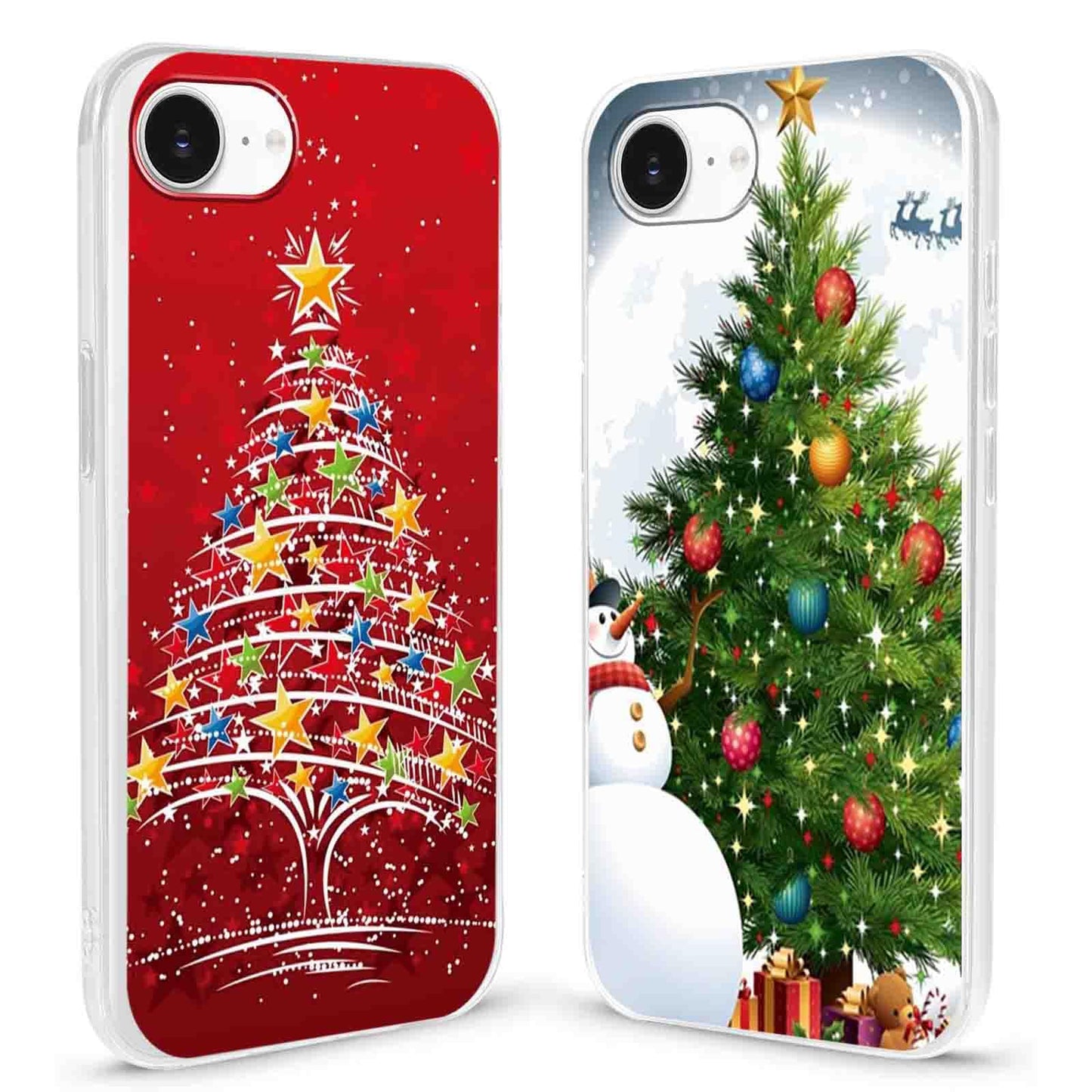 2 Pack Clear Christmas Phone Case for iPhone 13/14 6.1 inches, Holidays Christmas Trees Yellow-Resistant Protective Soft Slim Shockproof Xmas TPU Bumper Cover for Girls Woman Men