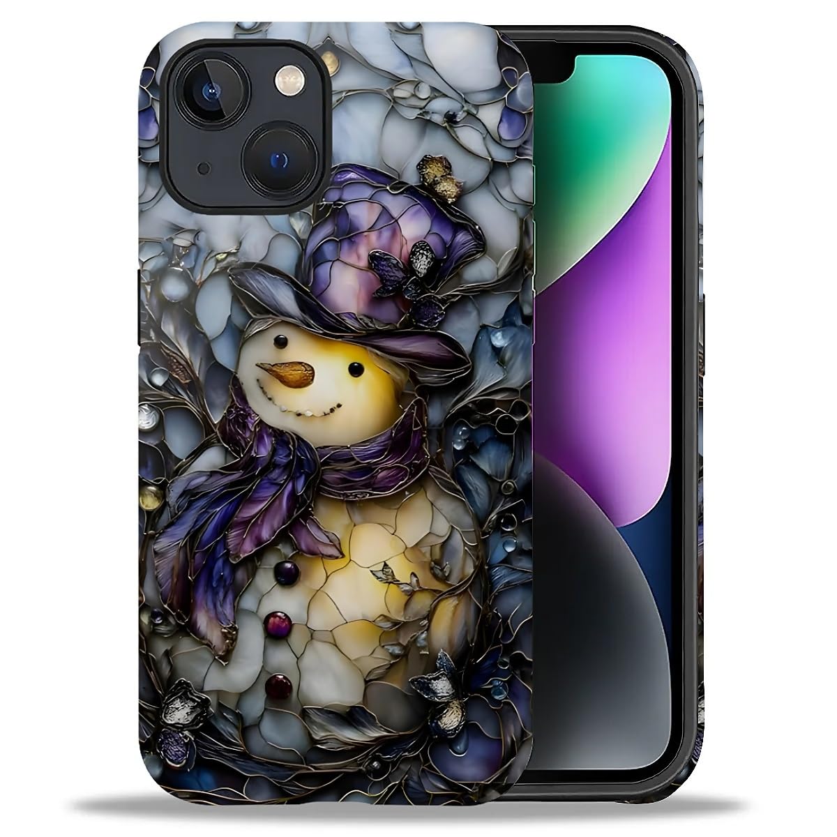 Case for iPhone 17,Drop Protection Hybrid 2-Layer Hard Phone Cover-Vintage Christmas Stamps Collage