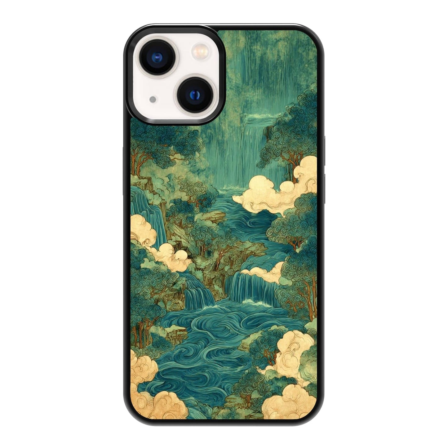 Nature Stained Glass Green Forest Tree Sunlight Phone Case, Shockproof Protective Cover for iPhone 11 12 13 14 15 16 17 Pro Max Plus Mini XR 7 8 SE