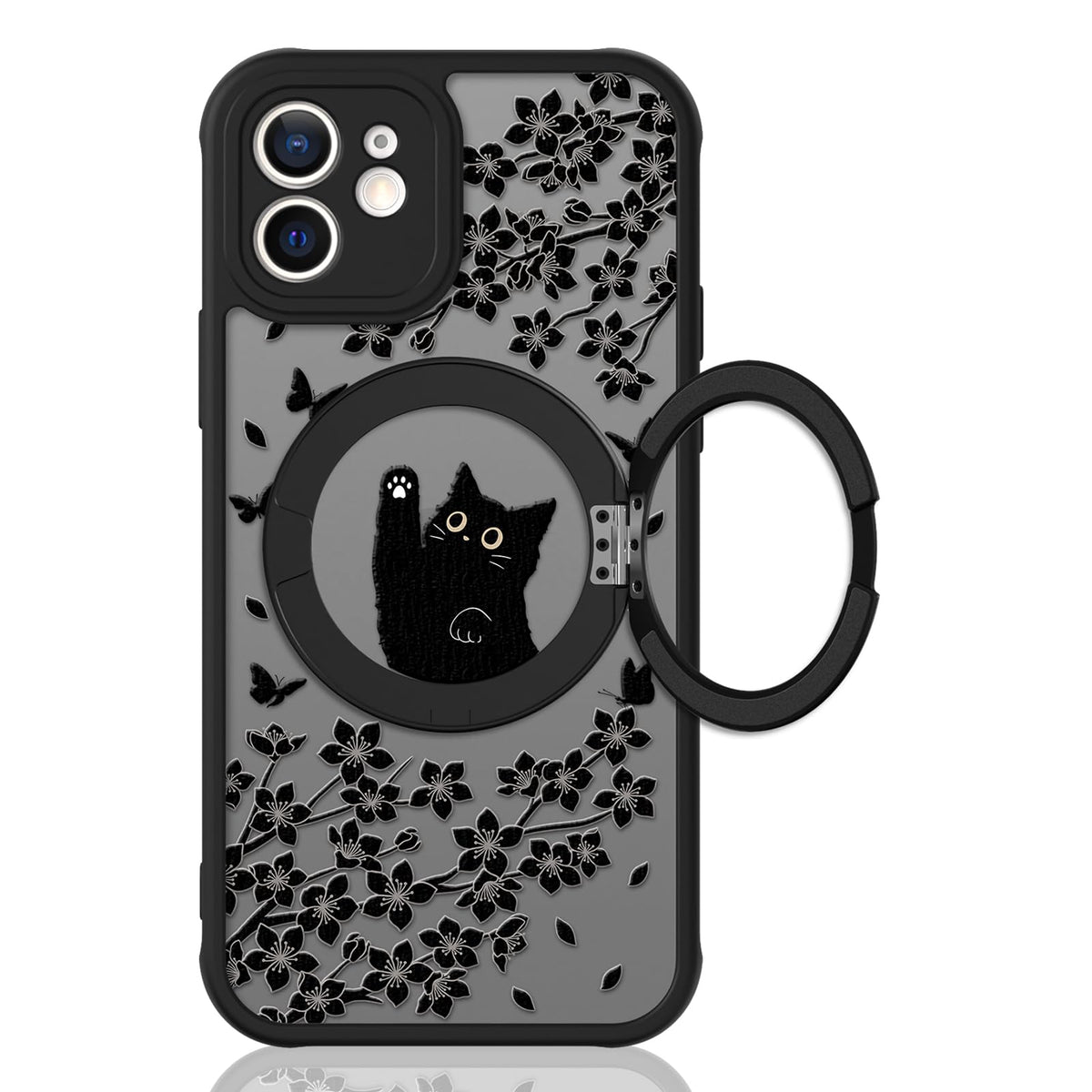 Cute Magnetic Case for iPhone 14 Case, Black Cats Pattern | Compatible with MagSafe, Soft Bumper Hard Back Kawaii Animal Aesthetic Protective Phone Cover Design for Women Girls Boys