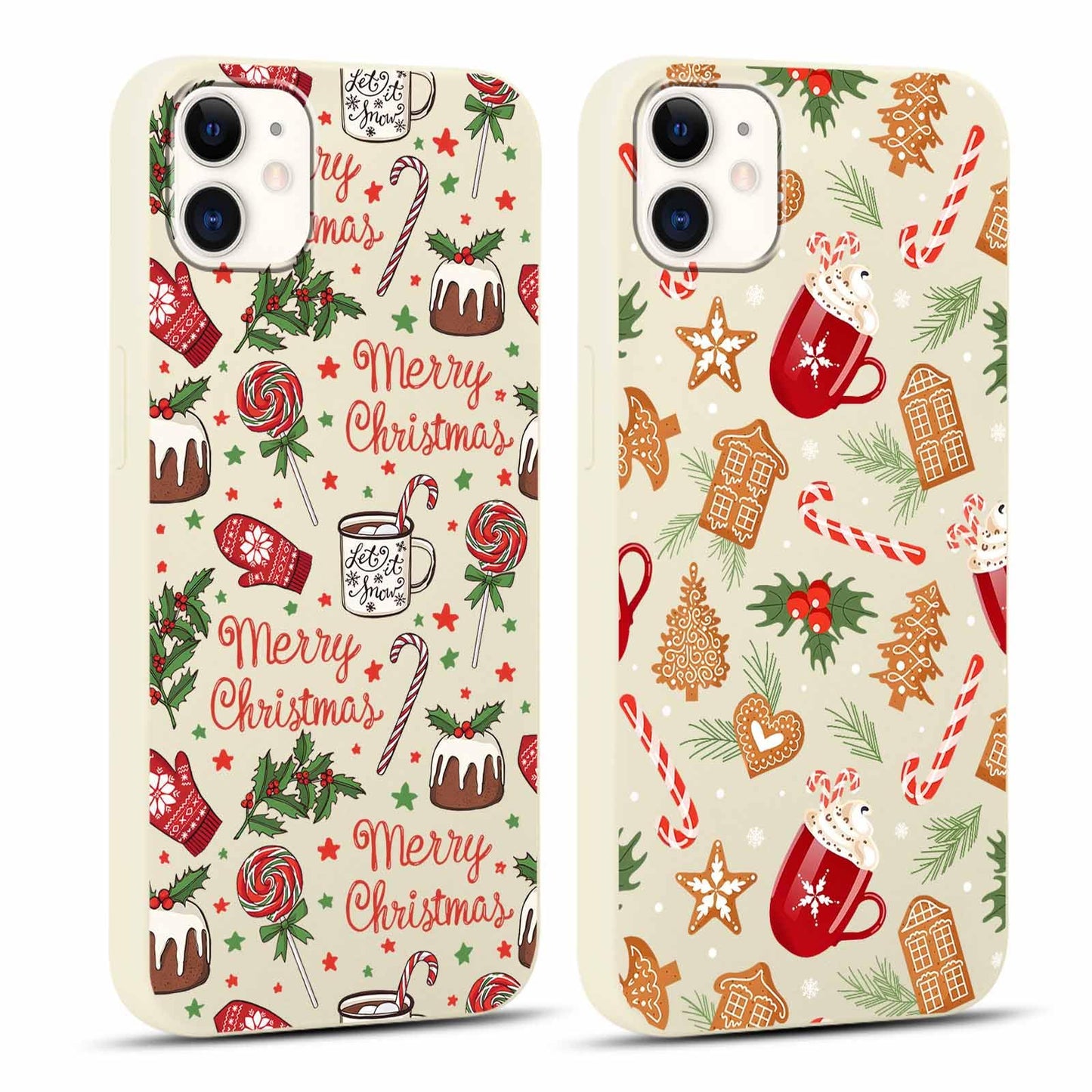 2 Pack Merry Christmas Phone Case for iPhone 16 6.1", Cute Xmas Christmas Tree Pattern Case with Candy Design Christmas Decorations Gifts Shockproof Soft Silicone Cover for Girl Women