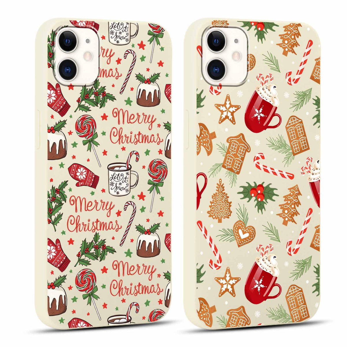 2 Pack Merry Christmas Phone Case for iPhone 13 / iPhone 14 6.1", "Cute Xmas Tree Pattern Case with Candy Design Christmas Decorations Gifts Shockproof Soft TPU Cover for Girl Women