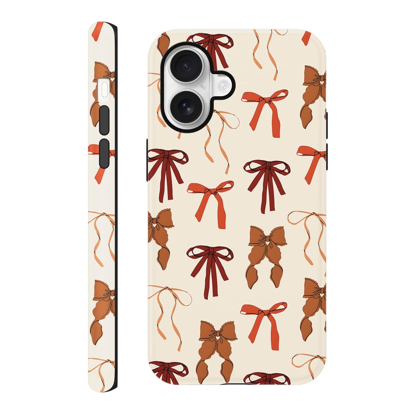 Cute Christmas Bow Phone Case for iPhone 12/12 Pro Case 6.1", Red Green Aesthetic Coquette Preppy Ribbon Bowknot Pattern Design Cover Shockproof Soft TPU Hard PC Protection Girls Women Funda