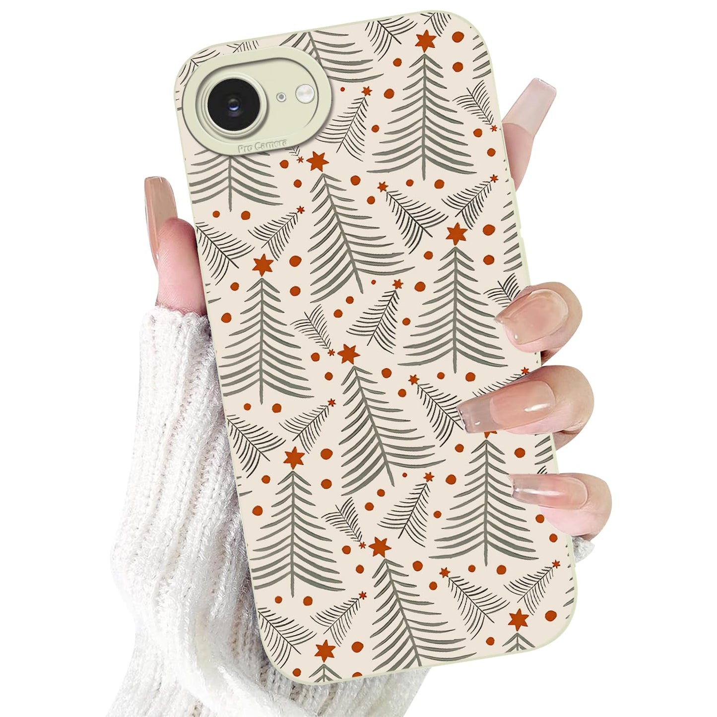 Merry Christmas Phone Case for iPhone 16 6.1，Cute Silicone Case with Xmas Tree Snowflakes, Elk Pattern，Soft Protective Shockproof Gifts for Girls Women Men Boys-Red White Snowflake