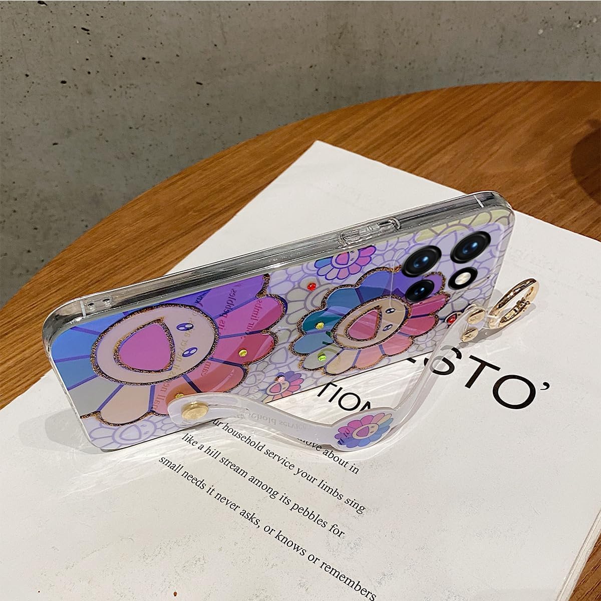 for Motorola Moto G Power 5g 2025 Case 6.8" with Wrist Strap Stand Glitter IMD Cute Kawaii Cartoon Pattern Design Shockproof Protective Phone Cases for Girls & Women - Sunflower
