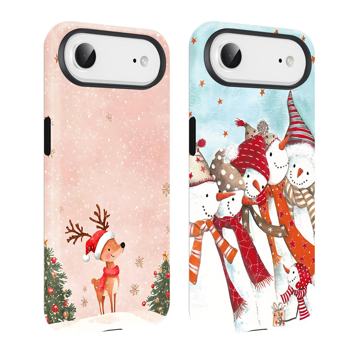 2 Pack Merry Christmas Tree Phone Case for iPhone 13 / iPhone 14 Case 6.1", Cute Xmas Snowflake Pattern Design Phone Cover Hard PC Shockproof Soft TPU Matte Protection Funda for Girls Women