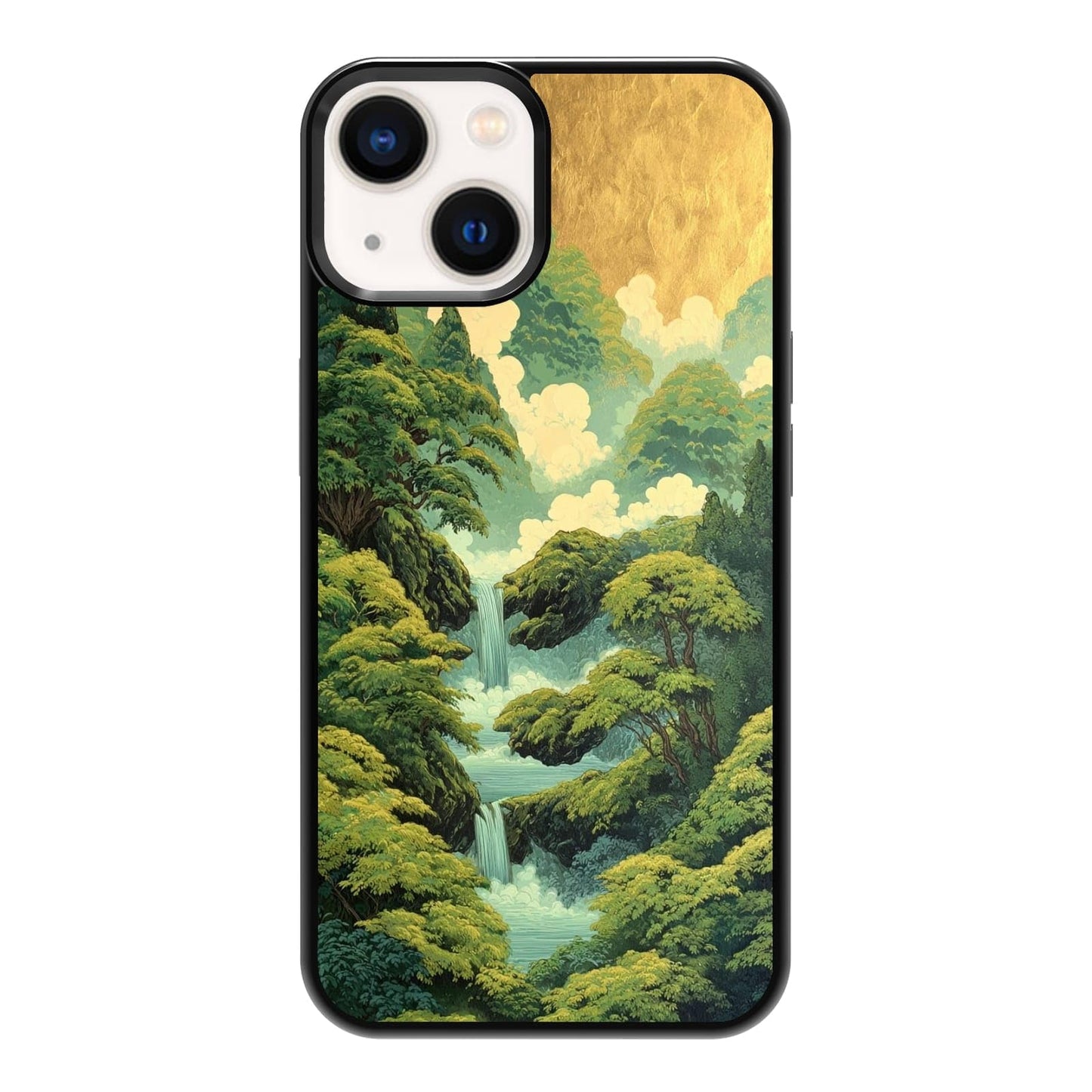 Nature Stained Glass Green Forest Tree Sunlight Phone Case, Shockproof Protective Cover for iPhone 11 12 13 14 15 16 17 Pro Max Plus Mini XR 7 8 SE