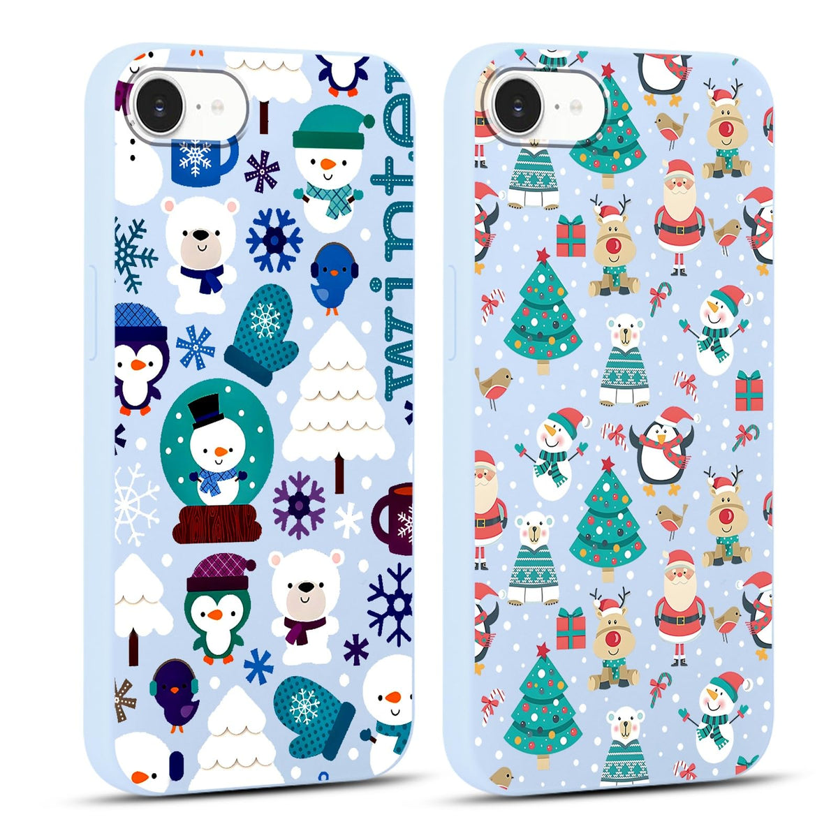 2 Pack Merry Christmas Phone Case for iPhone 16 6.1", Cute Xmas Christmas Tree Pattern Case with Candy Design Christmas Decorations Gifts Shockproof Soft Silicone Cover for Girl Women