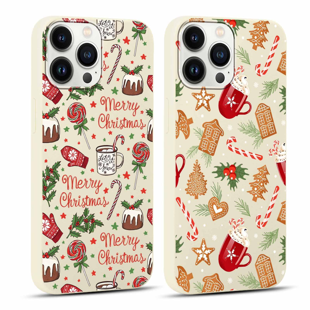 2 Pack Merry Christmas Phone Case for iPhone 13 / iPhone 14 6.1", "Cute Xmas Tree Pattern Case with Candy Design Christmas Decorations Gifts Shockproof Soft TPU Cover for Girl Women