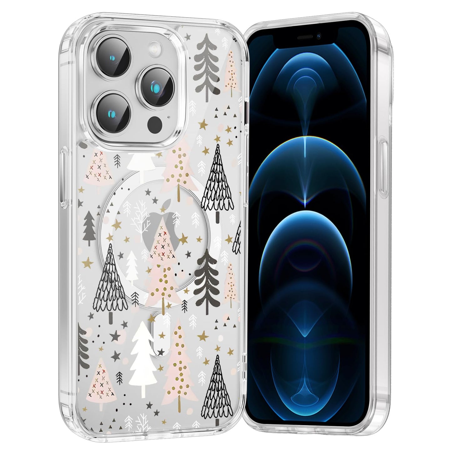 Merry Christmas Snowflake Phone Case for iPhone 13 / iPhone 14 Xmas Clear Magnetic Case 6.1", Compatible with Magsafe, Cute Winter Pattern Design Cover Shockproof Soft TPU Funda for Girl Women