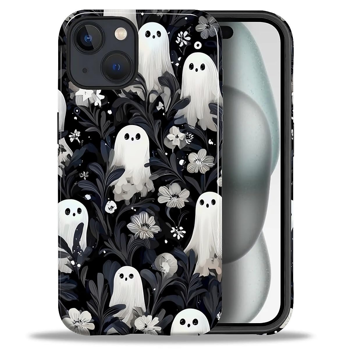 DAIZAG Case for iPhone 13 iPhone 14, Christmas Coffee Snowflake Cane Full-Body Design Hybrid Dual Protection Soft TPU + Hard PC, Shockproof Scratch-Resistant Protective Cover Phone Case for Men Women