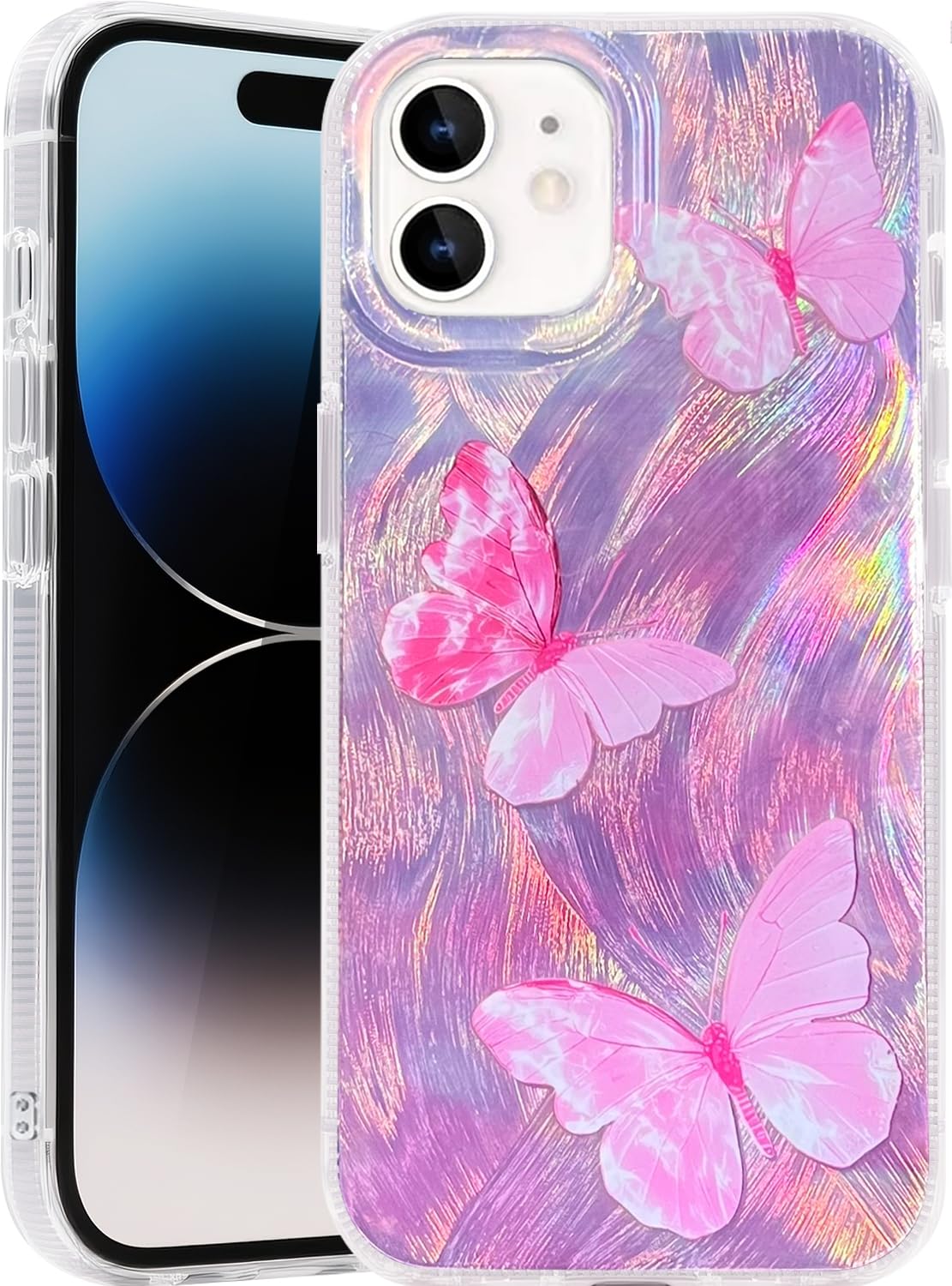 Compatible with iPhone 17 Case,with [Soft Slim][Camera Protection] Cute Fishing Cats Shiny Aesthetic Phone Cover Anti-Yellowing Shockproof Protective Cover for Women Girl
