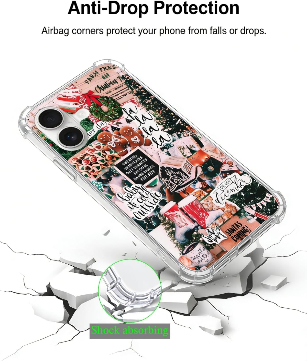 Christmas Aesthetic Phone Case Compatible with iPhone 17, Winter Holiday Festive Phone Cover for iPhone 17