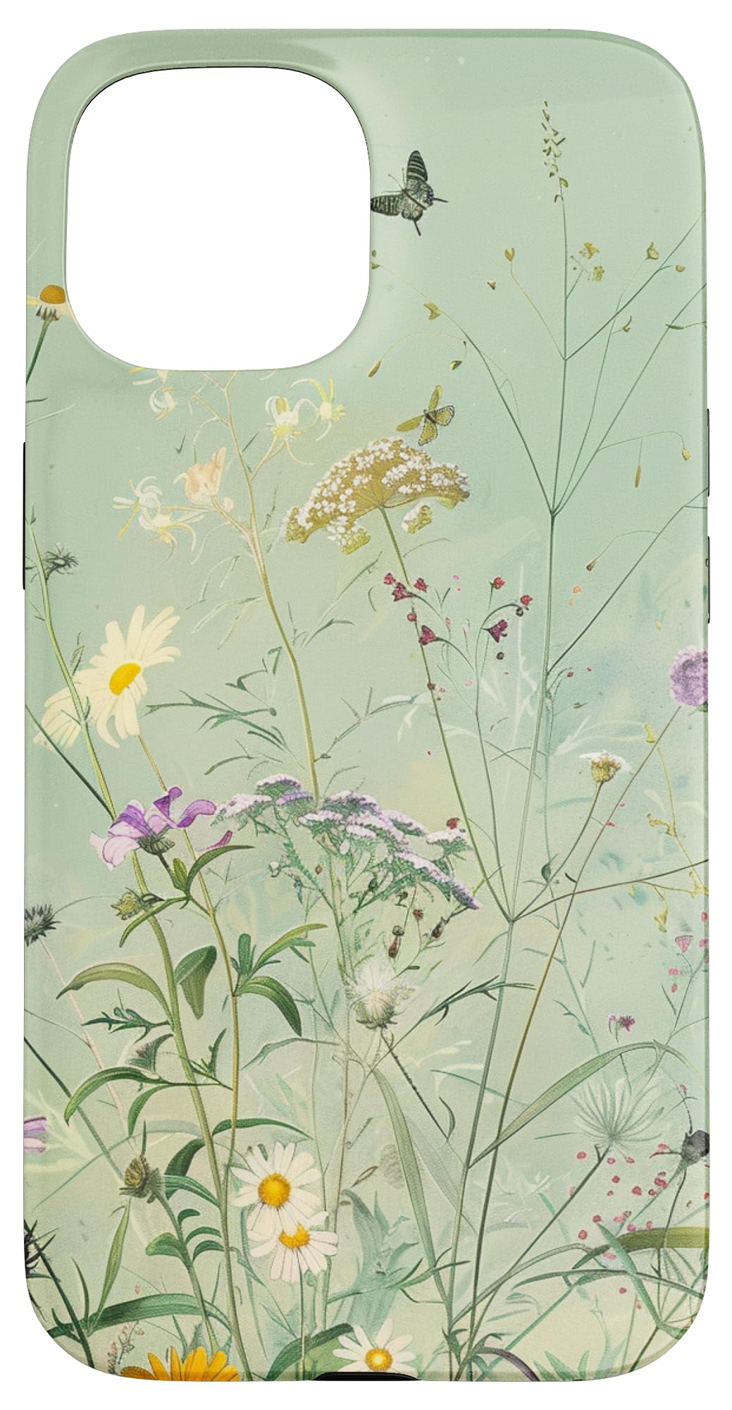 Sage Green Boho Botanical Wildflowers Plants Case for iPhone 16 Pro Max
