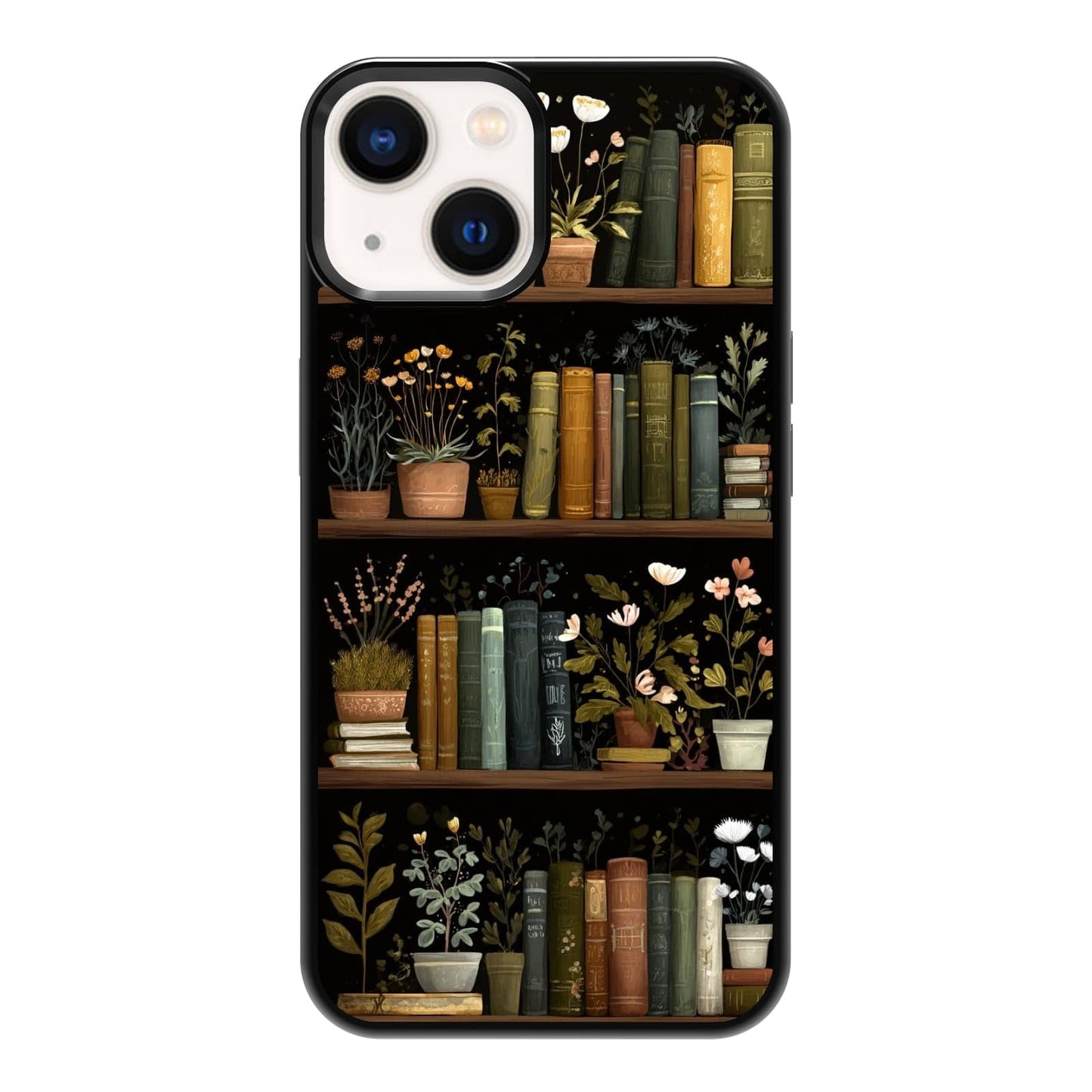 Plant Parent Bookshelf Botanical Greenery Library Phone Case, Shockproof Protective Cover for iPhone 11 12 13 14 15 16 17 Pro Max Plus Mini XR 7 8 SE