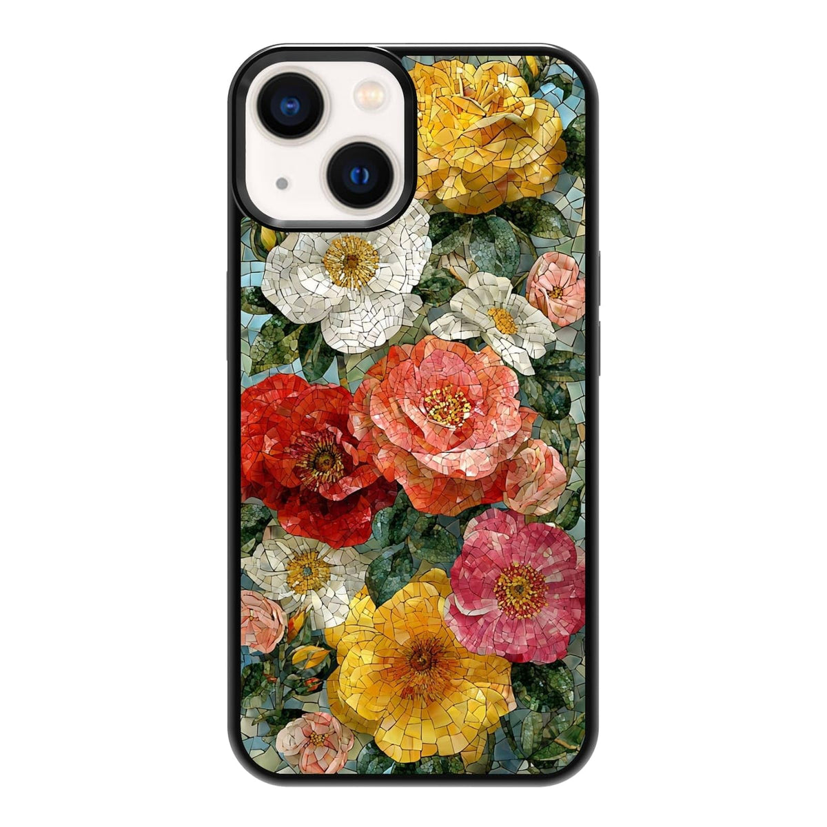 Dark Botanical Wildflower Forest Green Leaf White Blossom Nature Art Phone Case, Shockproof Protective Cover for iPhone 11 12 13 14 15 16 17 Pro Max Plus Mini XR 7 8 SE