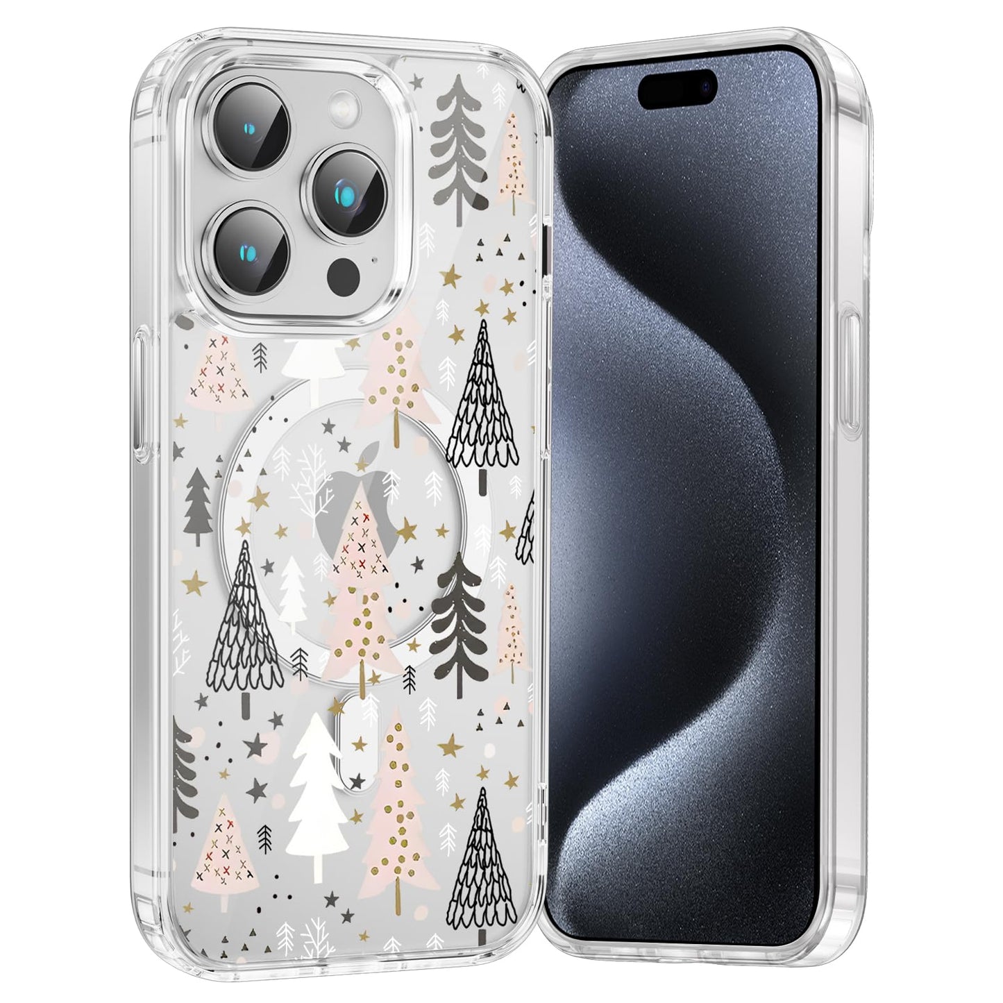 Merry Christmas Snowflake Phone Case for iPhone 13 / iPhone 14 Xmas Clear Magnetic Case 6.1", Compatible with Magsafe, Cute Winter Pattern Design Cover Shockproof Soft TPU Funda for Girl Women