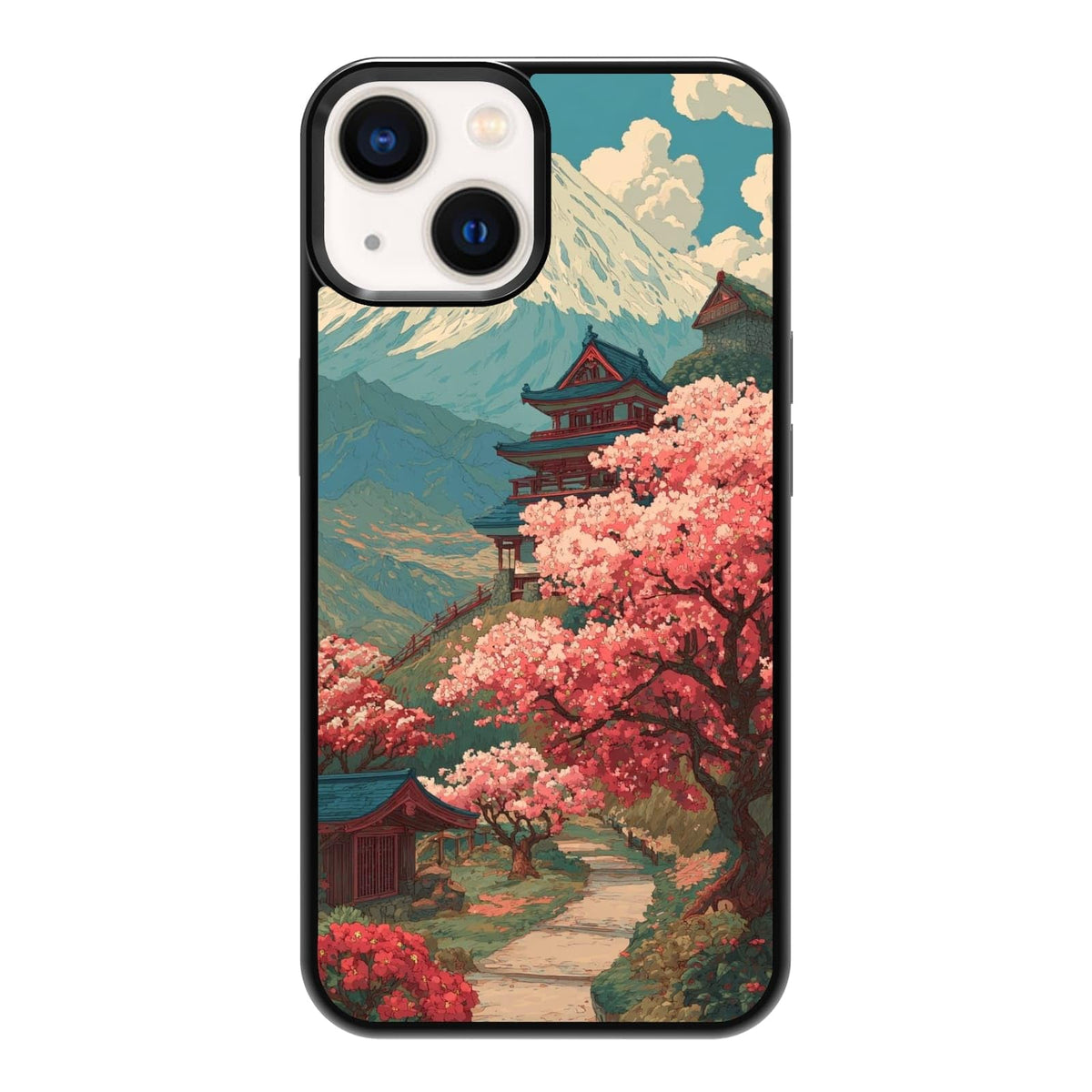 Dark Botanical Wildflower Forest Green Leaf White Blossom Nature Art Phone Case, Shockproof Protective Cover for iPhone 11 12 13 14 15 16 17 Pro Max Plus Mini XR 7 8 SE