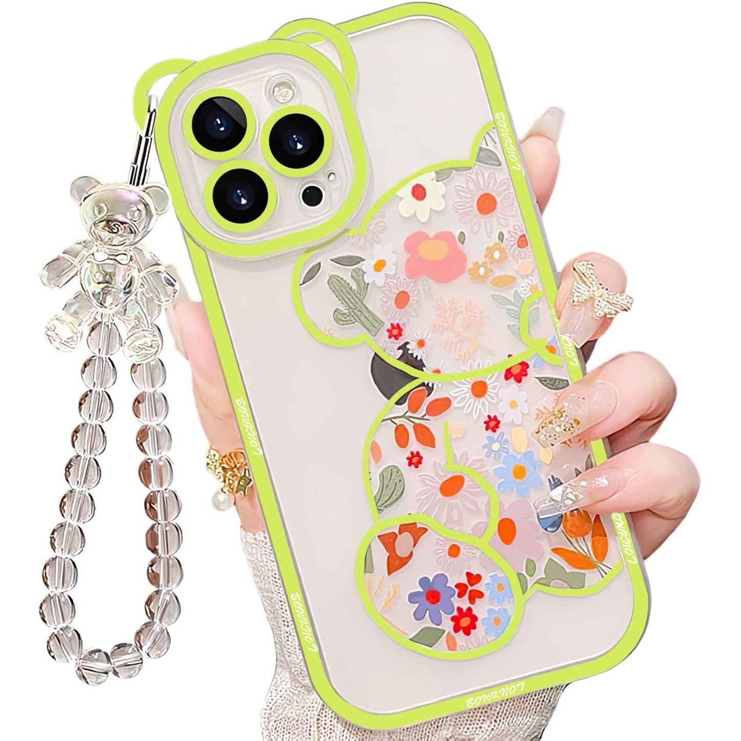 IAIYOXI 3D Cute Cartoon Bear Phone Case for iPhone 14 - Fashionable and Stylish - Funny Pink Bear Design - Soft TPU Protective Case - Kawaii Silicone Cover for Women, Girls, and Kids
