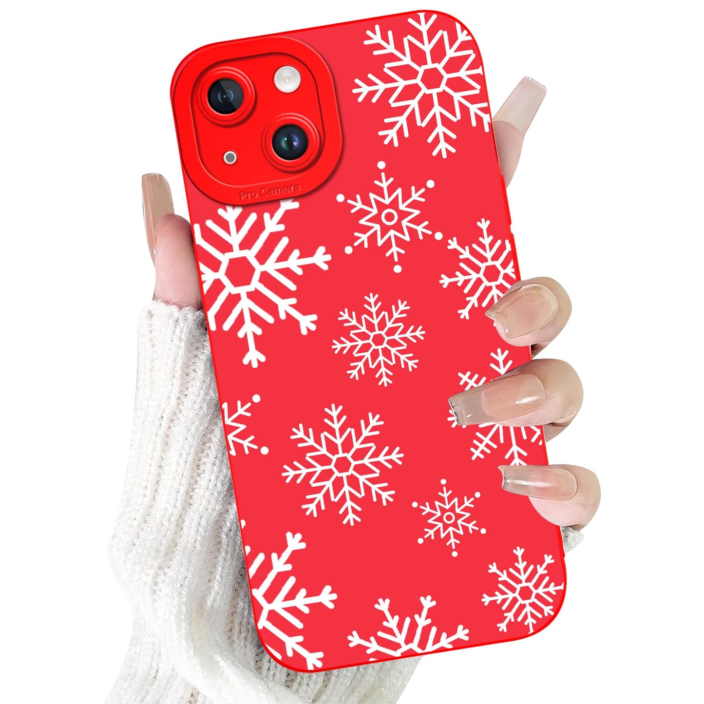 Merry Christmas Phone Case for iPhone 16 6.1，Cute Silicone Case with Xmas Tree Snowflakes, Elk Pattern，Soft Protective Shockproof Gifts for Girls Women Men Boys-Red White Snowflake