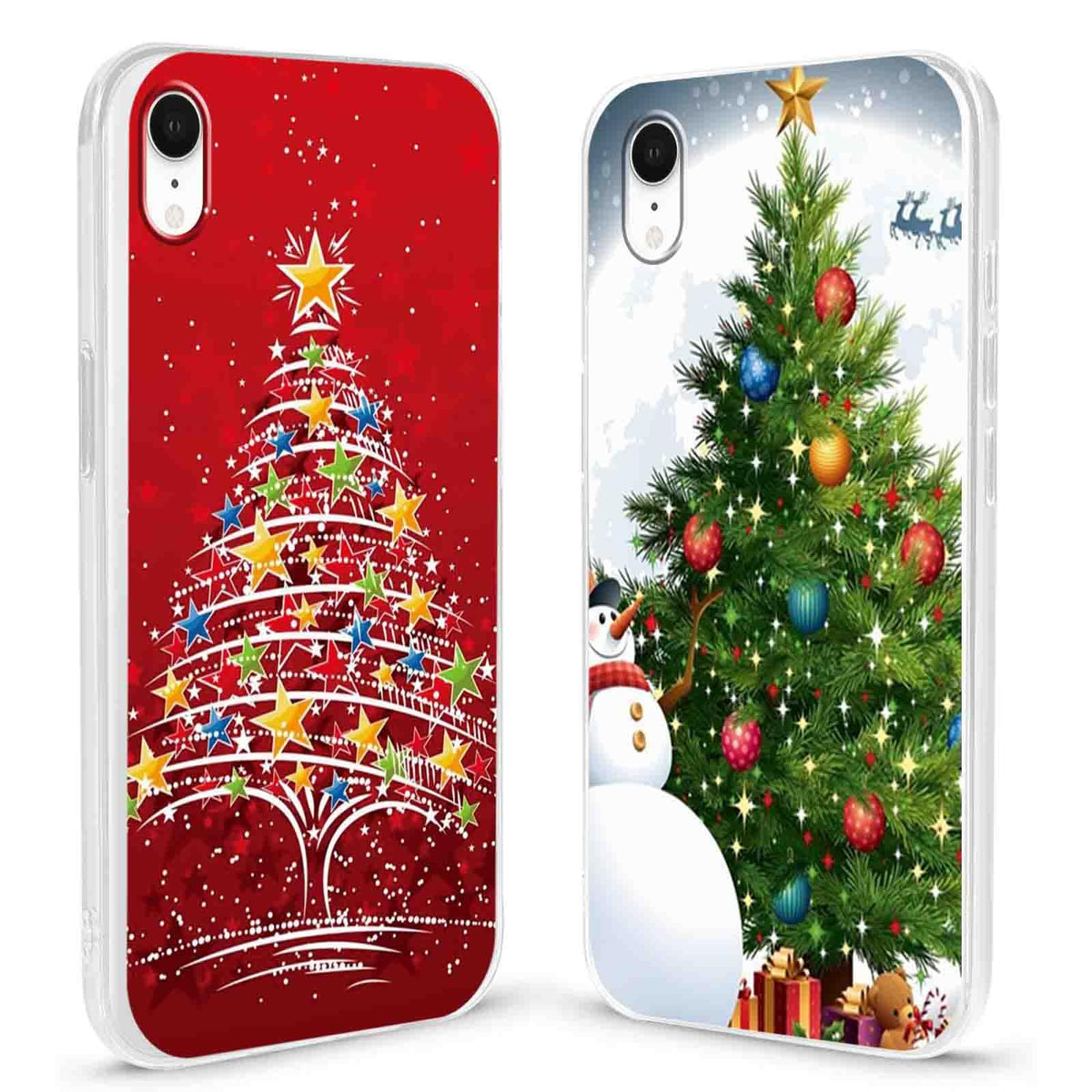 2 Pack Clear Christmas Phone Case for iPhone 13/14 6.1 inches, Holidays Christmas Trees Yellow-Resistant Protective Soft Slim Shockproof Xmas TPU Bumper Cover for Girls Woman Men