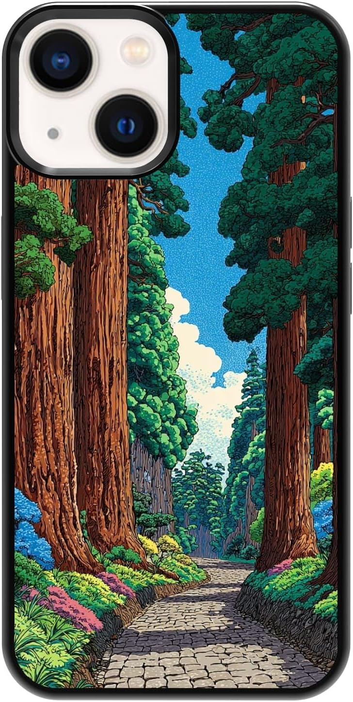 Vibrant Redwood Forest Path Wildflowers Nature Landscape Phone Case, Shockproof Protective Cover for iPhone 11 12 13 14 15 16 17 Pro Max Plus Mini XR 7 8 SE