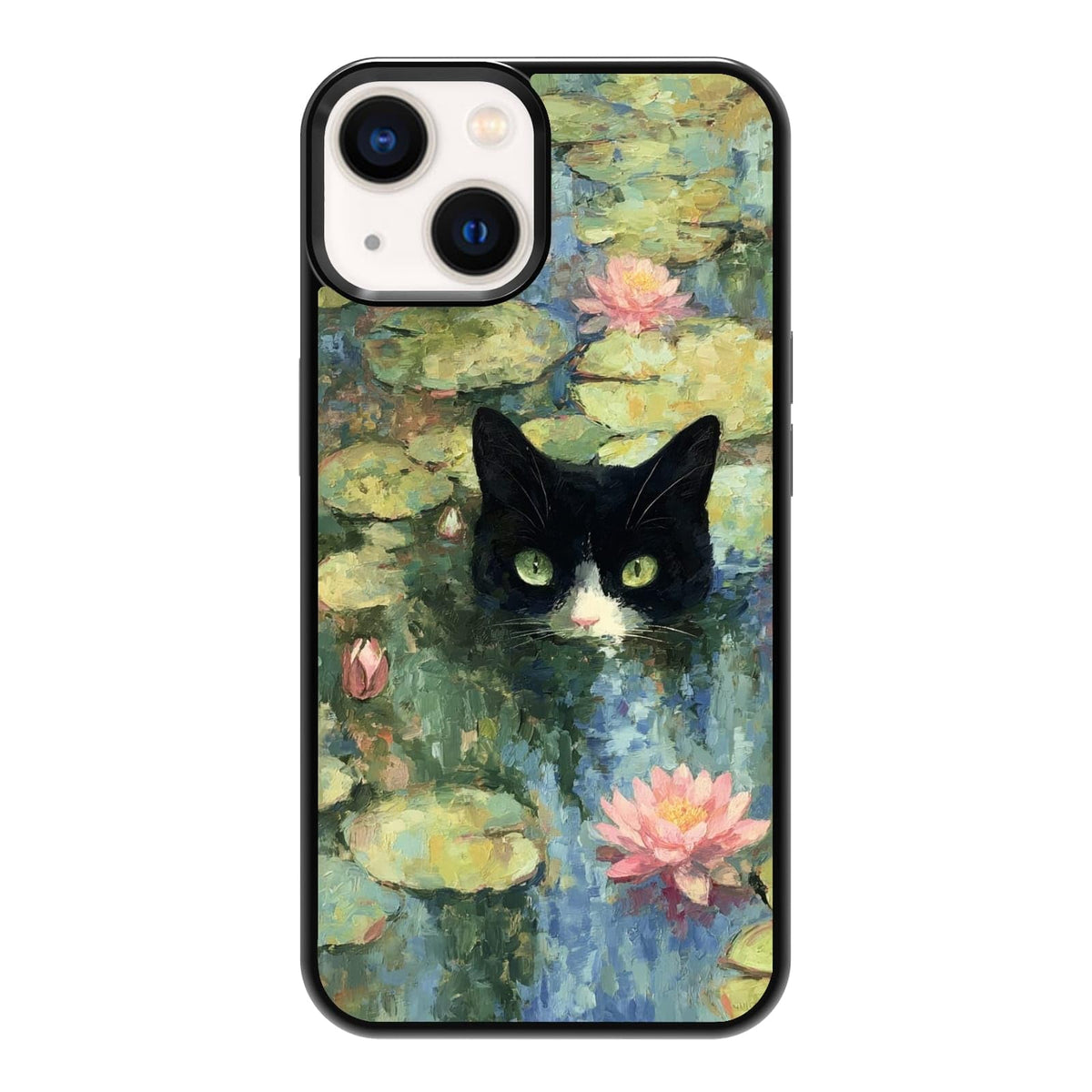 Lush Tropical Monstera Leaves Black Cat Botanical Art Phone Case, Shockproof Protective Cover for iPhone 11 12 13 14 15 16 17 Pro Max Plus Mini XR 7 8 SE