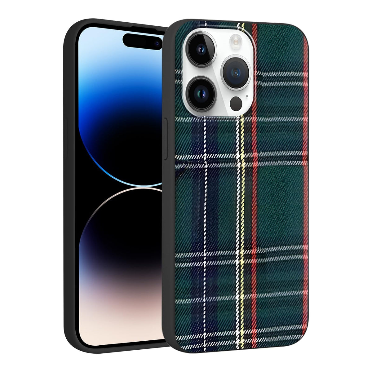 Merry Christmas Plaid Checkered Phone Case for iPhone 11 6.1", Cute Xmas Case Red Grey Scottish Tartan Grid Stripe Pattern Design Cover Shockproof Soft Silicone Protective Funda for Girl Women