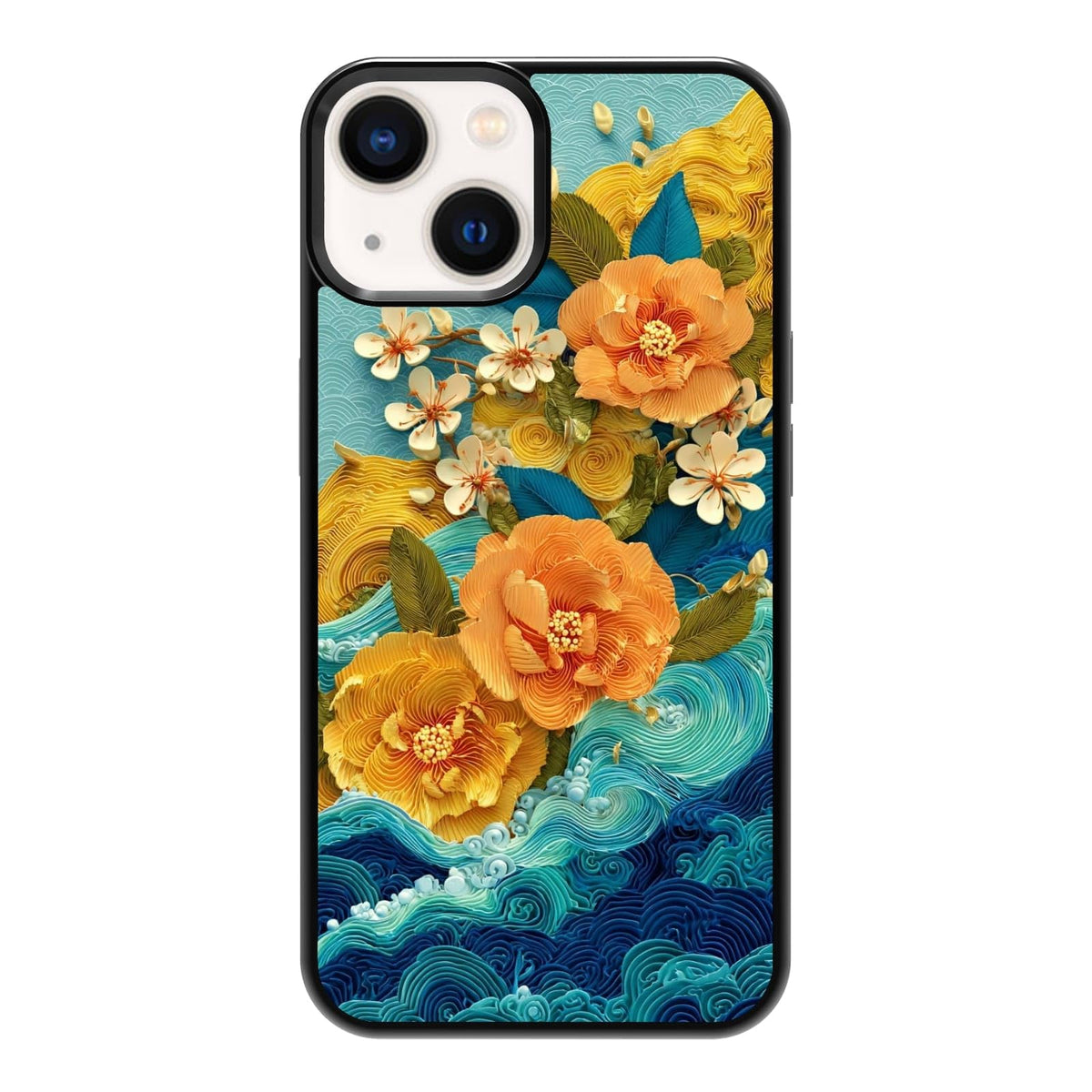 Dark Botanical Wildflower Forest Green Leaf White Blossom Nature Art Phone Case, Shockproof Protective Cover for iPhone 11 12 13 14 15 16 17 Pro Max Plus Mini XR 7 8 SE