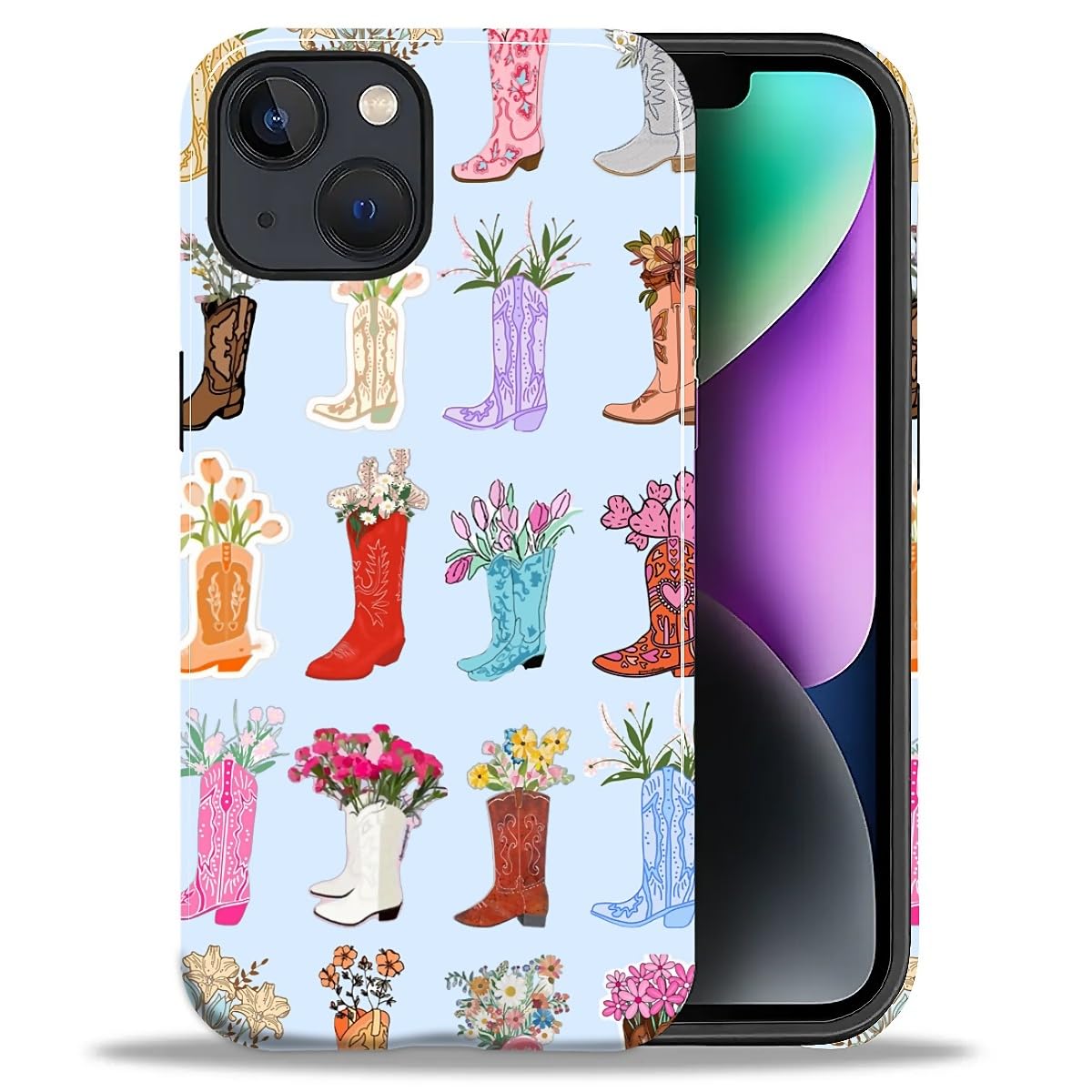 DAIZAG Case for iPhone 13 iPhone 14, Christmas Coffee Snowflake Cane Full-Body Design Hybrid Dual Protection Soft TPU + Hard PC, Shockproof Scratch-Resistant Protective Cover Phone Case for Men Women