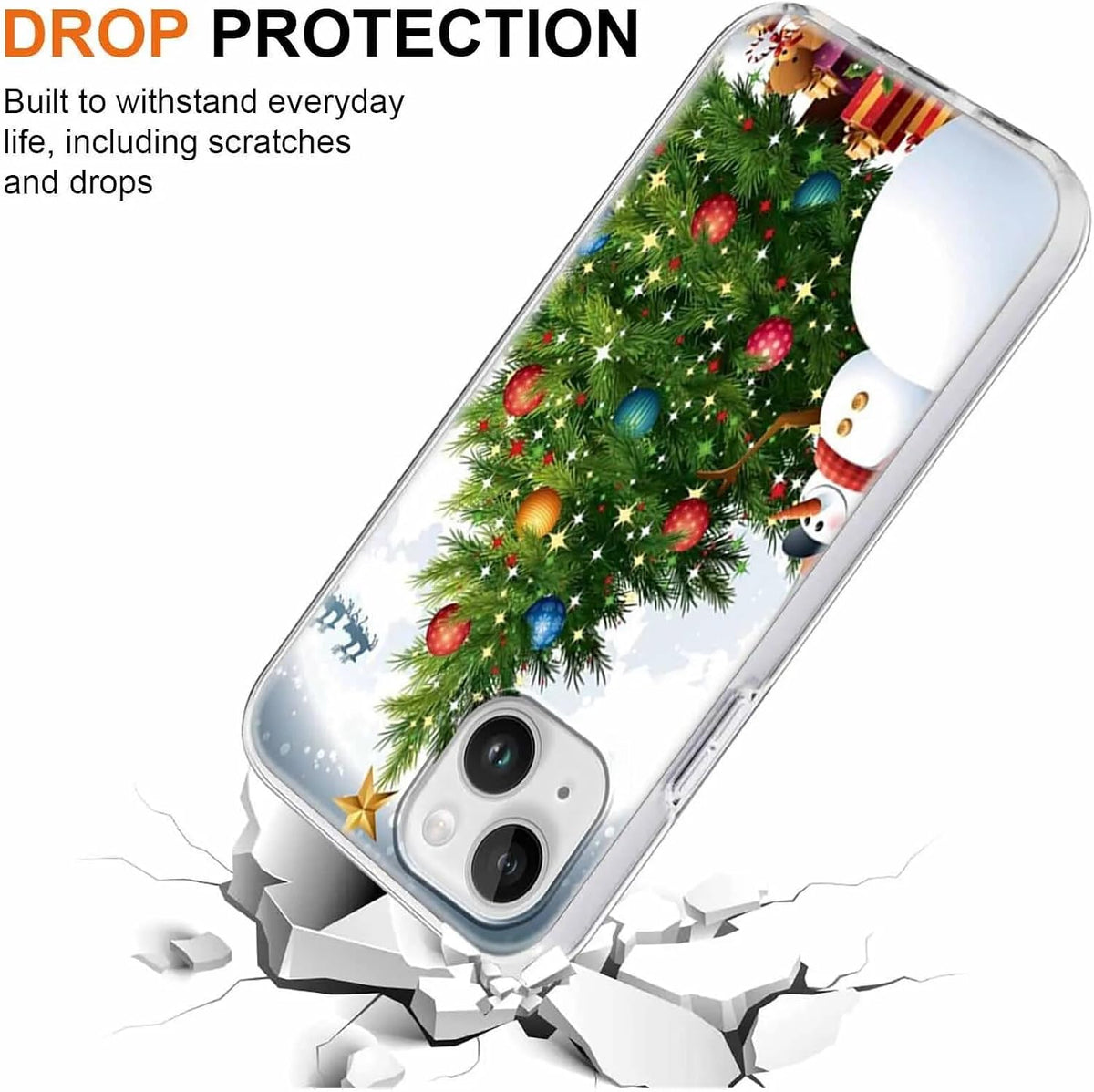 2 Pack Clear Christmas Phone Case for iPhone 13/14 6.1 inches, Holidays Christmas Trees Yellow-Resistant Protective Soft Slim Shockproof Xmas TPU Bumper Cover for Girls Woman Men