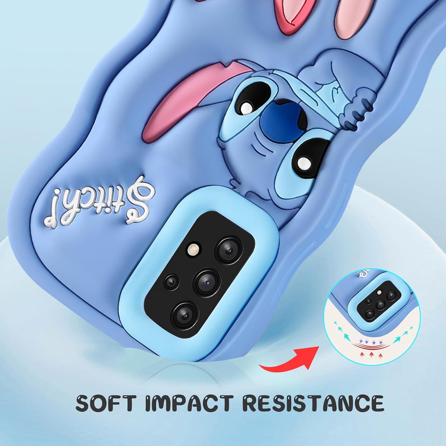 Cute Cartoon Phone Case 3D Character Design Cases for Smasung A53 - for Boys Girls Women Teens Kawaii Unique Fun Cool Funny Silicone Soft Shockproof Cover, Blue