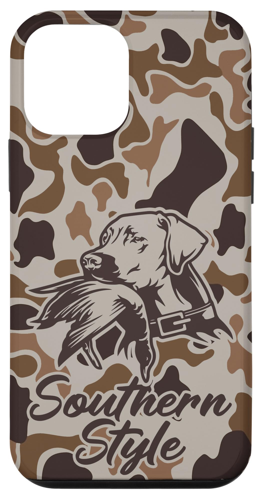 iPhone 15 Old School Camo Southern Style Duck Hunters with Dog Case