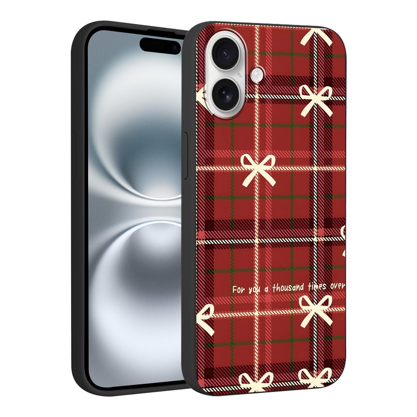 Merry Christmas Plaid Checkered Phone Case for iPhone 11 6.1", Cute Xmas Case Red Grey Scottish Tartan Grid Stripe Pattern Design Cover Shockproof Soft Silicone Protective Funda for Girl Women