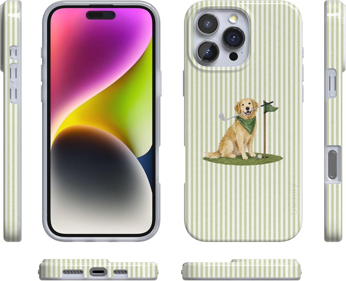 Casely iPhone 16 Pro Case | Clubhouse | Golden on the Green | Compatible with MagSafe | Classic Ultra Thin Design