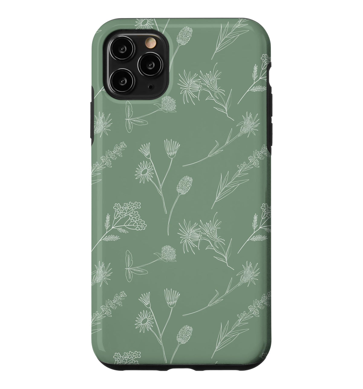 Leaves Botanical Plant Line Art Sage green Wildflower Floral Case for iPhone 16 Pro Max