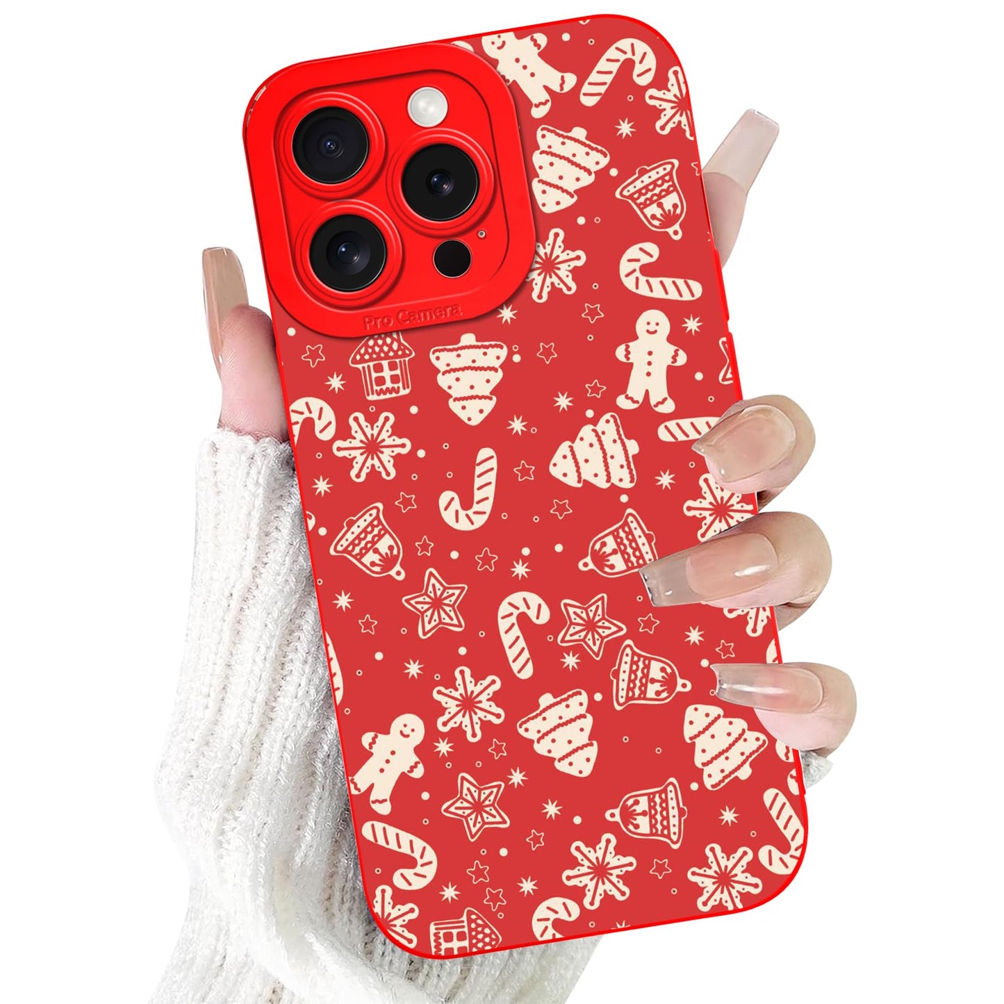 Merry Christmas Phone Case for iPhone 16 6.1，Cute Silicone Case with Xmas Tree Snowflakes, Elk Pattern，Soft Protective Shockproof Gifts for Girls Women Men Boys-Red White Snowflake