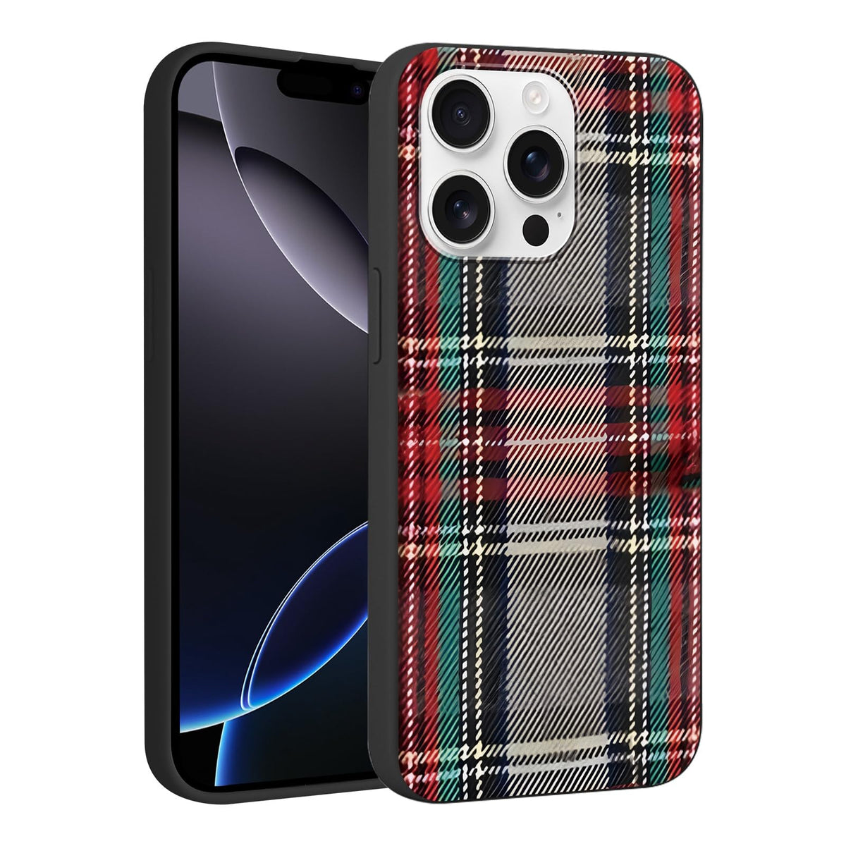 Merry Christmas Plaid Checkered Phone Case for iPhone 11 6.1", Cute Xmas Case Red Grey Scottish Tartan Grid Stripe Pattern Design Cover Shockproof Soft Silicone Protective Funda for Girl Women