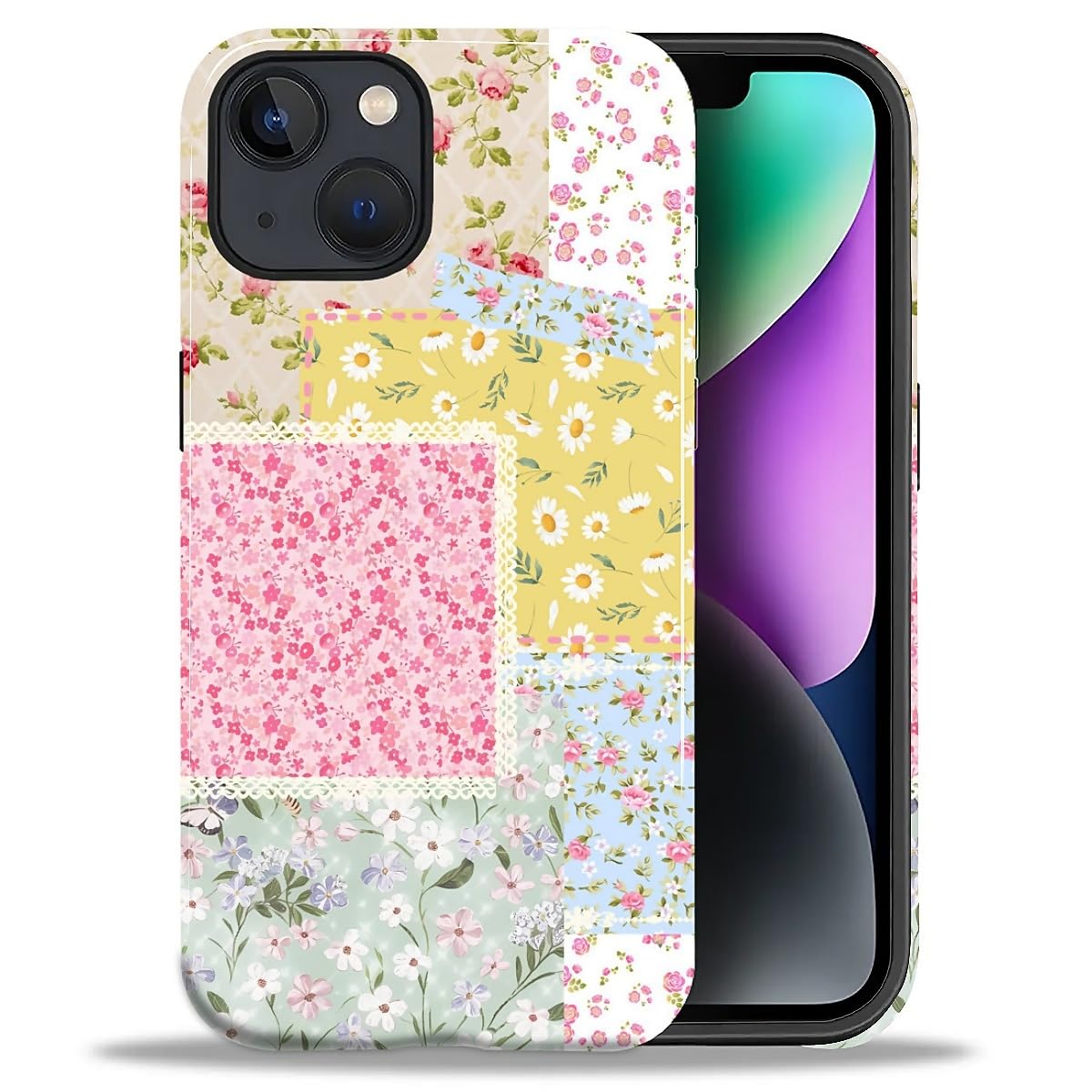DAIZAG Case for iPhone 13 iPhone 14, Christmas Coffee Snowflake Cane Full-Body Design Hybrid Dual Protection Soft TPU + Hard PC, Shockproof Scratch-Resistant Protective Cover Phone Case for Men Women